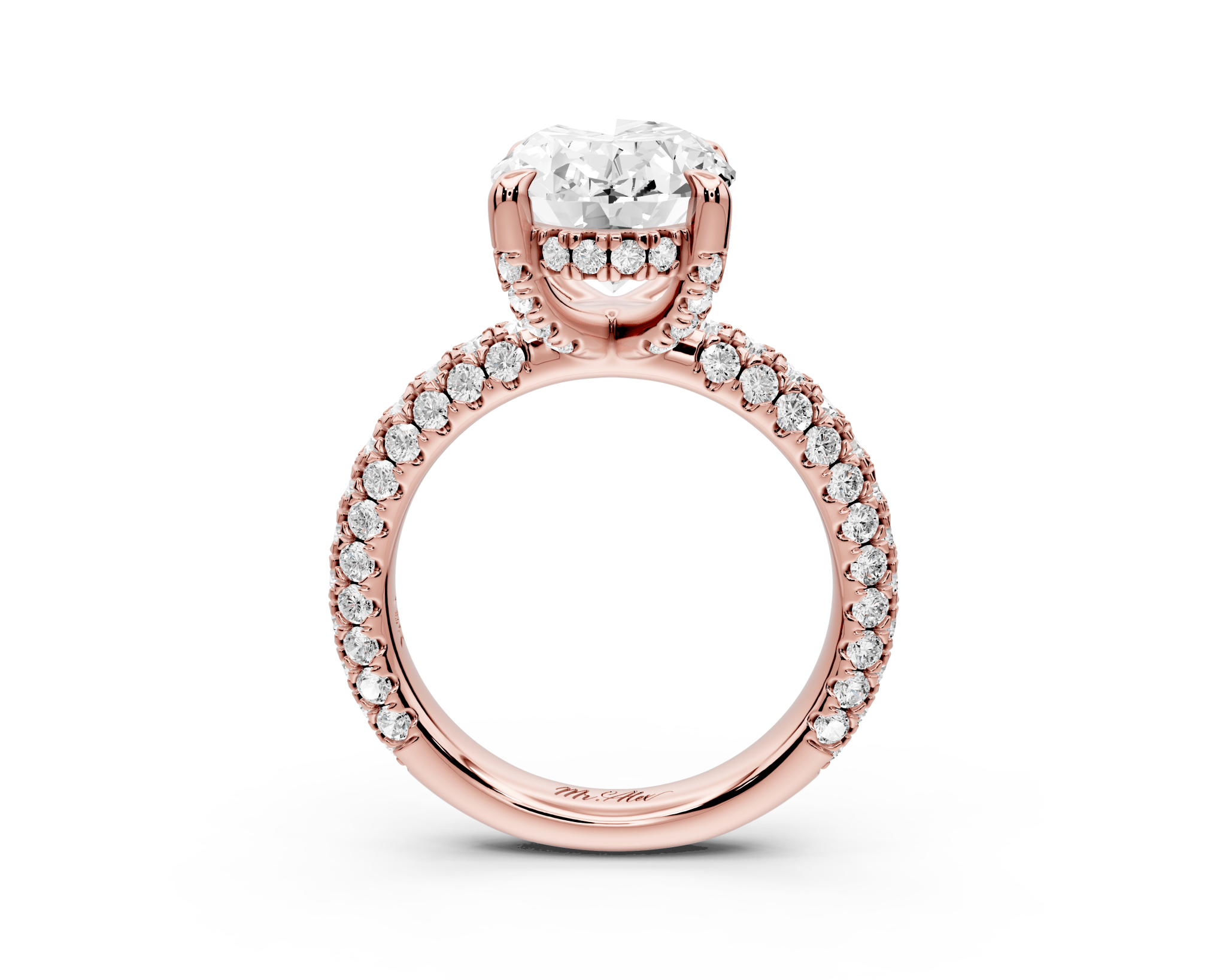 Oval Cut Diamond Engagement Ring with Pavé Band (AJ126O) - Mr. Alex Jewelry