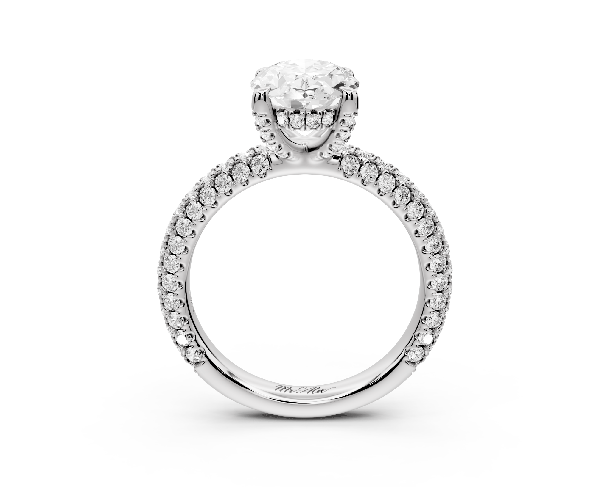 Oval Cut Diamond Engagement Ring with Pavé Band (AJ126O) - Mr. Alex Jewelry