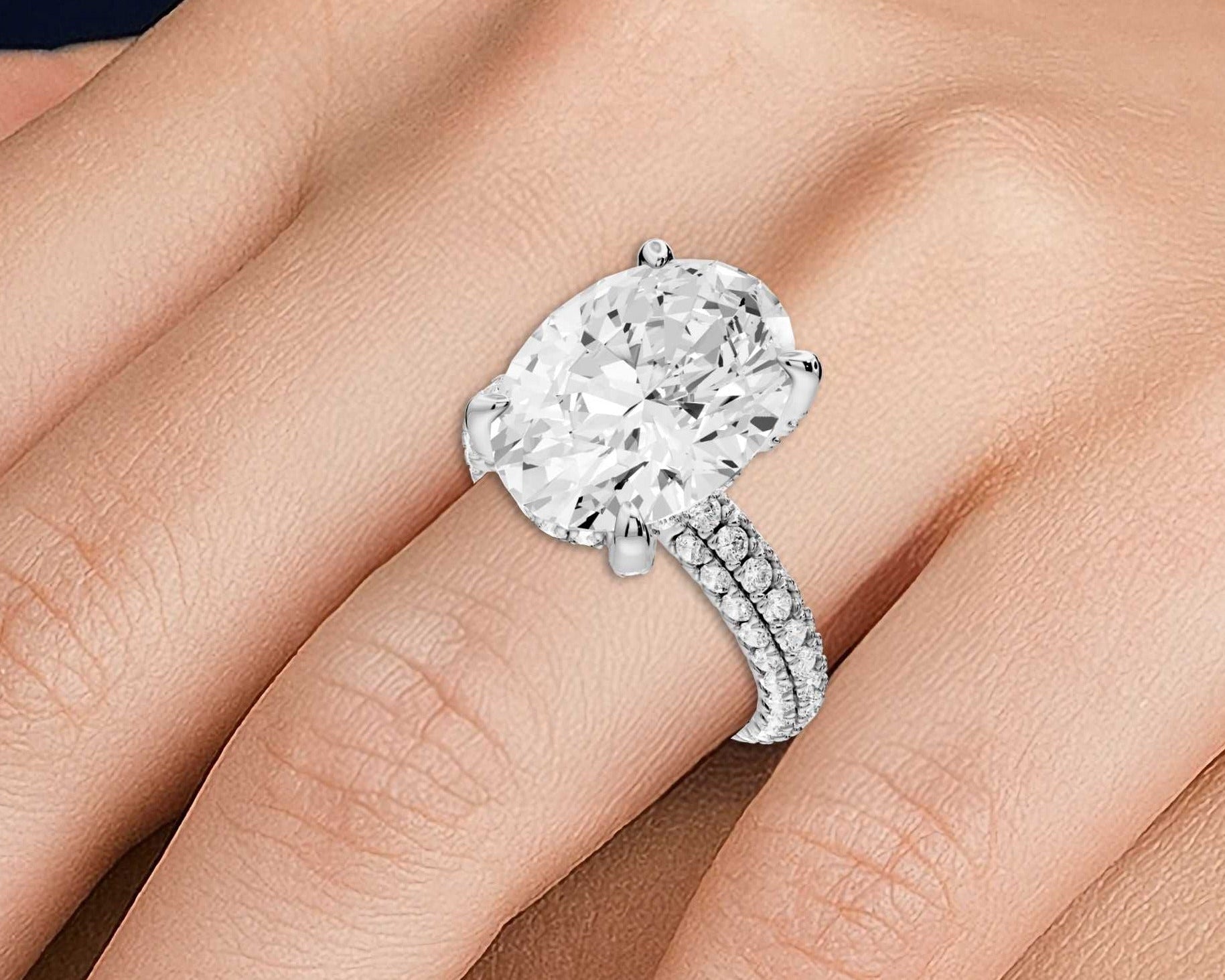 Oval Cut Diamond Engagement Ring with Pavé Band (AJ126O) - Mr. Alex Jewelry