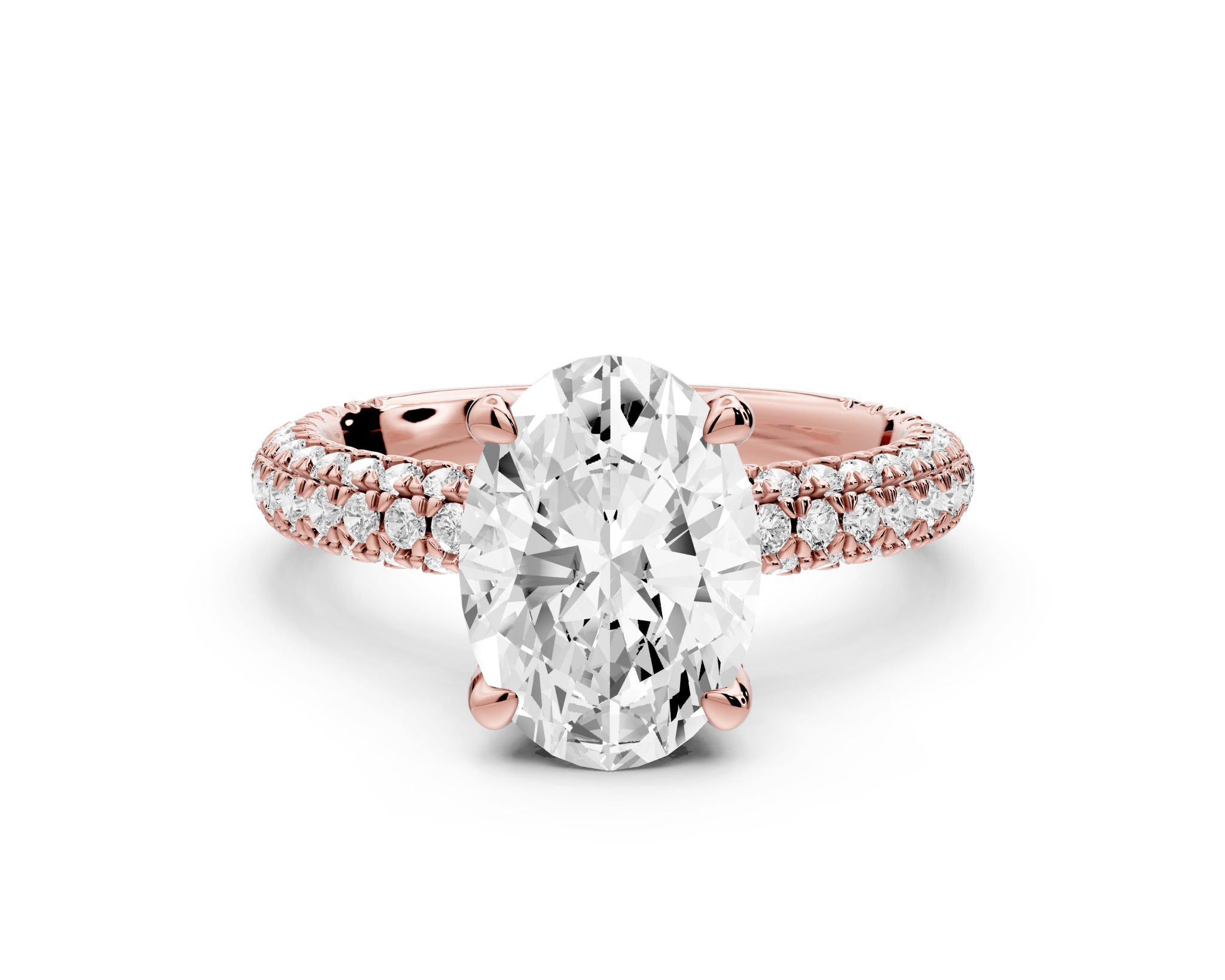 Oval Cut Diamond Engagement Ring with Pavé Band (AJ126O) - Mr. Alex Jewelry