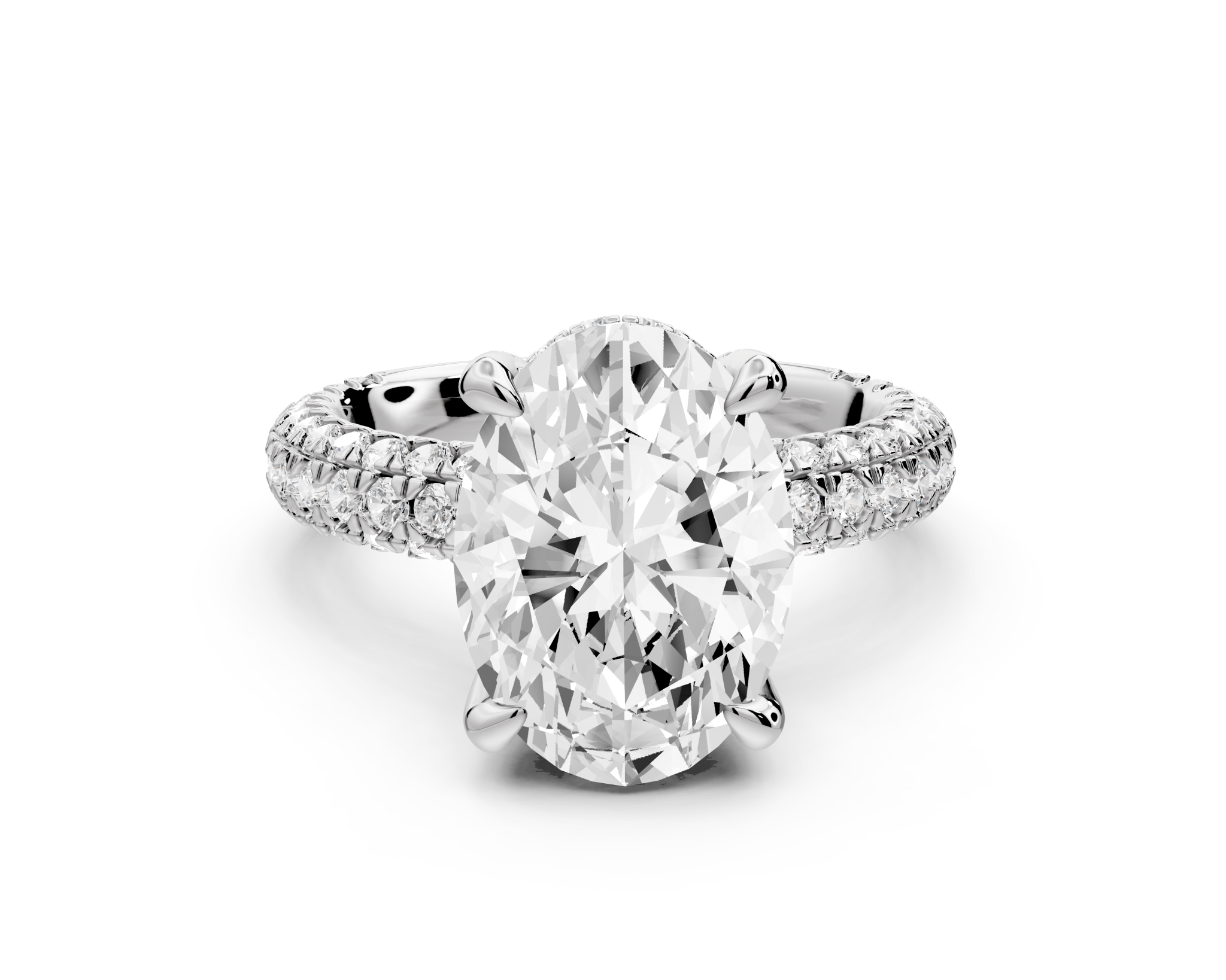 Oval Cut Diamond Engagement Ring with Pavé Band (AJ126O) - Mr. Alex Jewelry