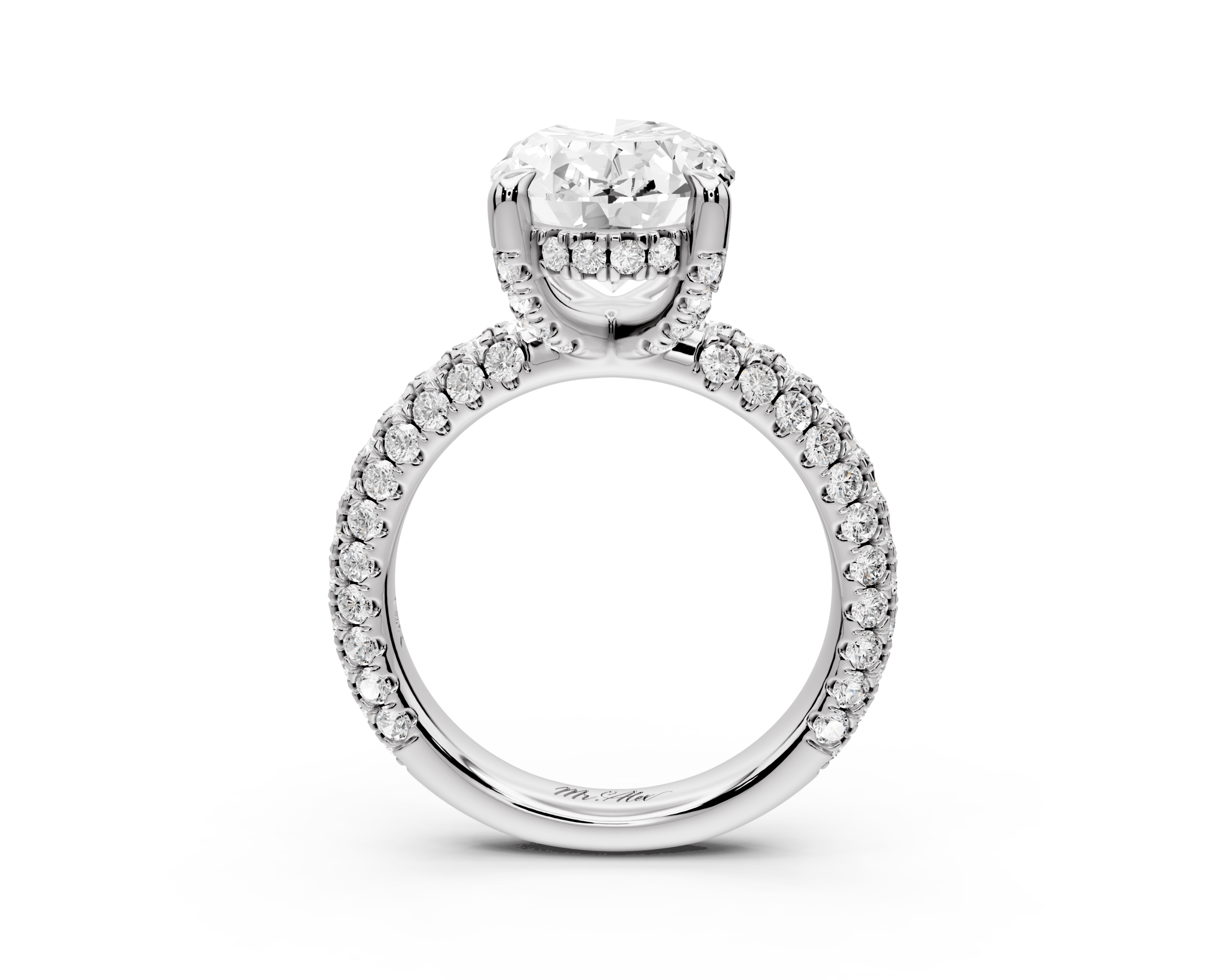 Oval Cut Diamond Engagement Ring with Pavé Band (AJ126O) - Mr. Alex Jewelry