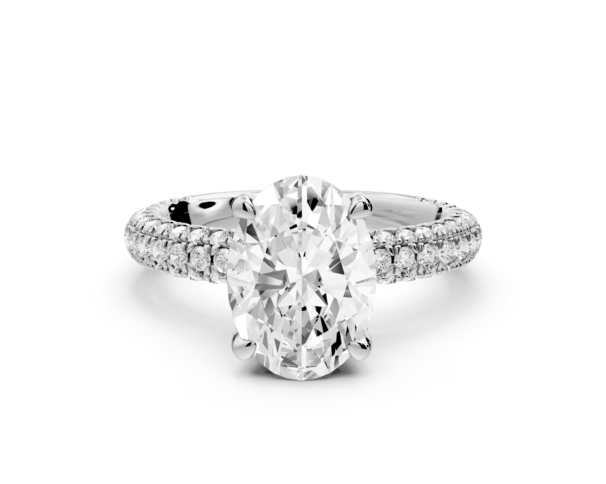 Oval Cut Diamond Engagement Ring with Pavé Band (AJ126O) - Mr. Alex Jewelry