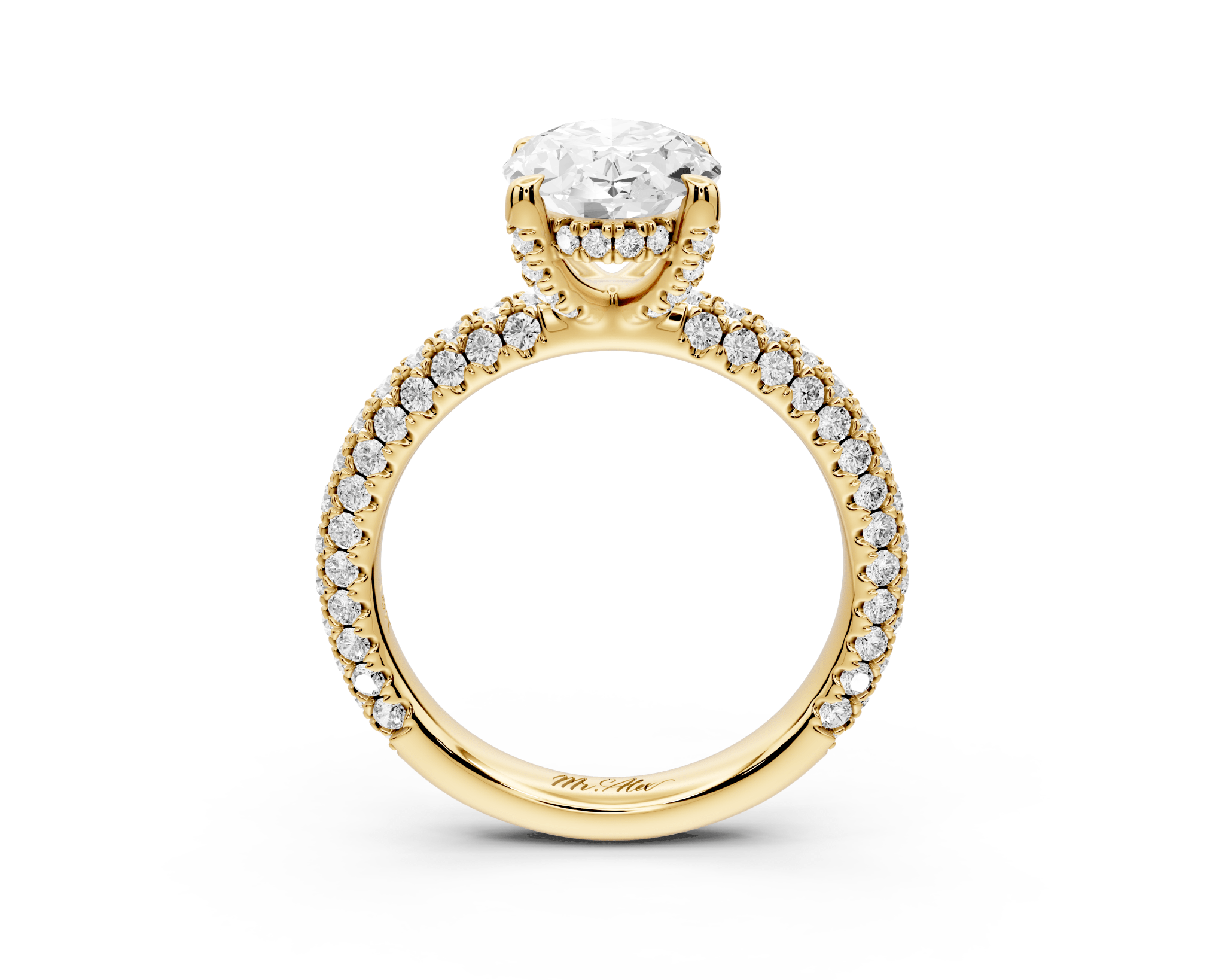 Oval Cut Diamond Engagement Ring with Pavé Band (AJ126O) - Mr. Alex Jewelry