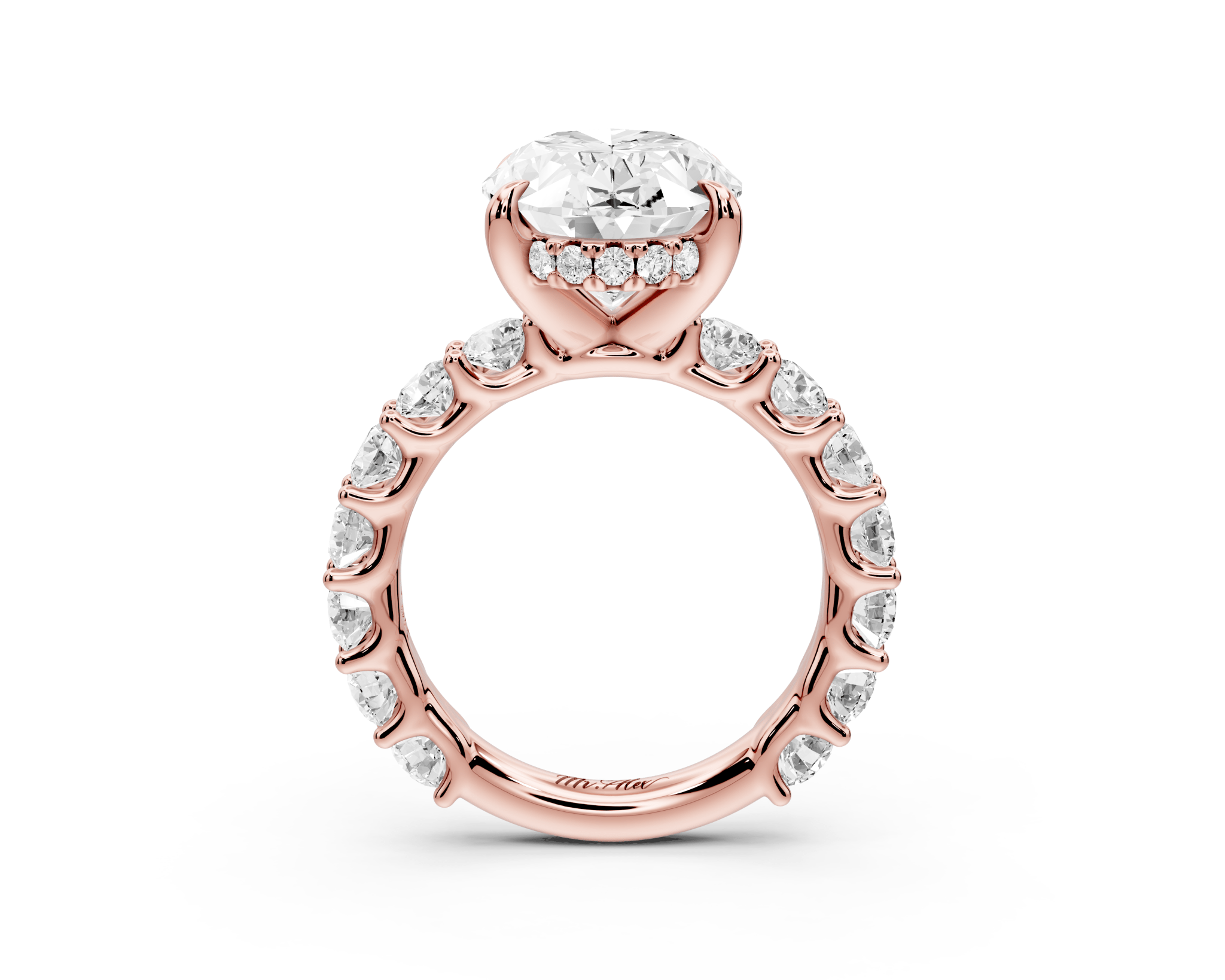 Oval Cut Diamond Engagement Ring with Pave Band (AJ128O) - Mr. Alex Jewelry