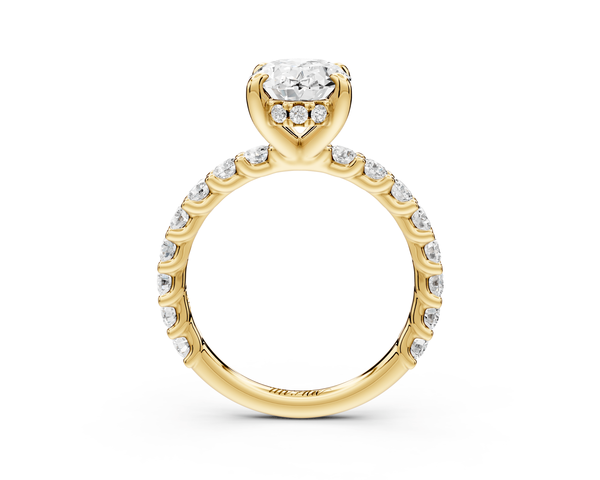 Oval Cut Diamond Engagement Ring with Pave Band (AJ128O) - Mr. Alex Jewelry