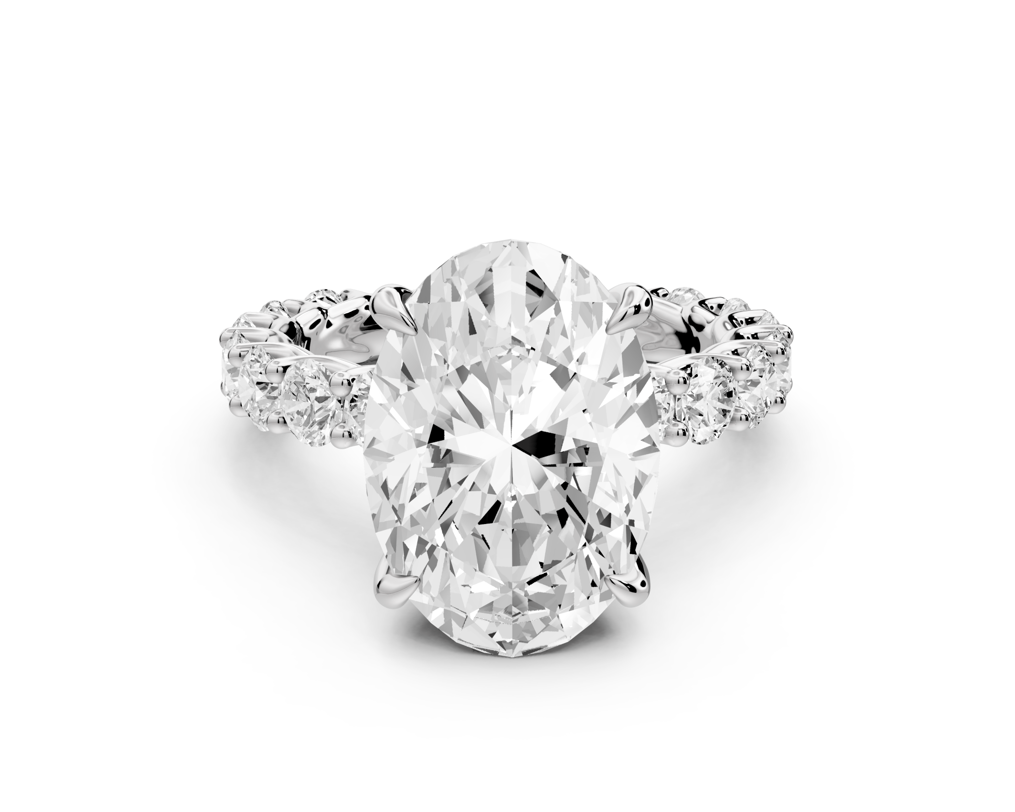 Oval Cut Diamond Engagement Ring with Pave Band (AJ128O) - Mr. Alex Jewelry