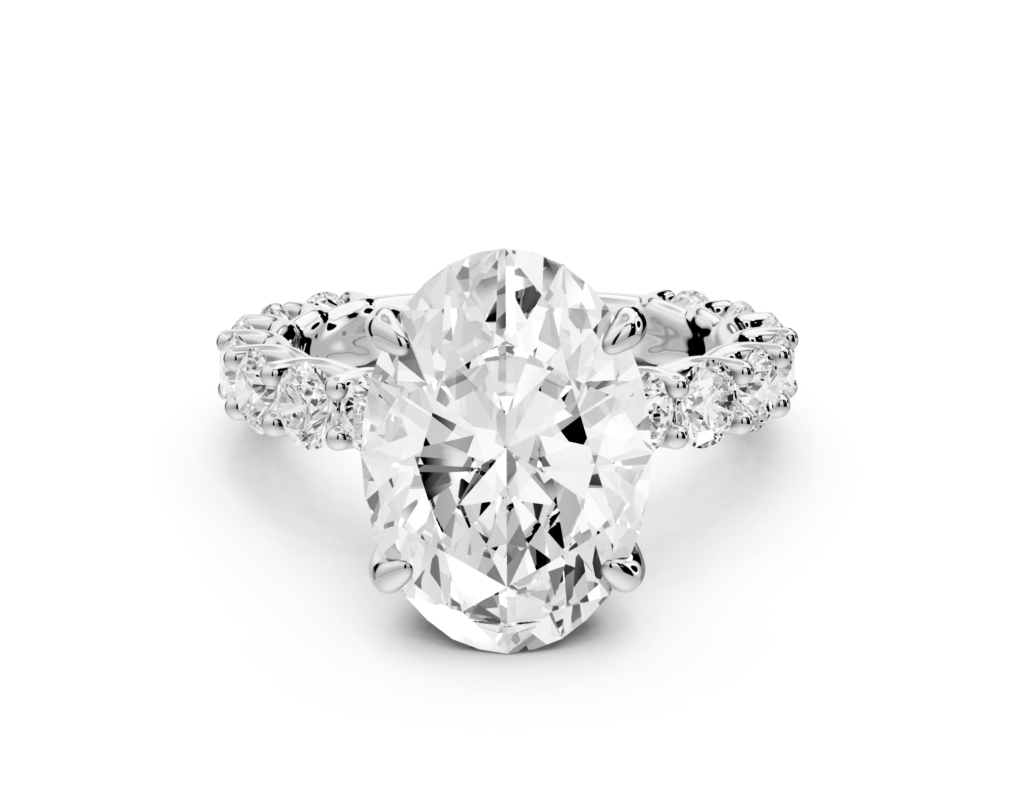 Oval Cut Diamond Engagement Ring with Pave Band (AJ128O) - Mr. Alex Jewelry