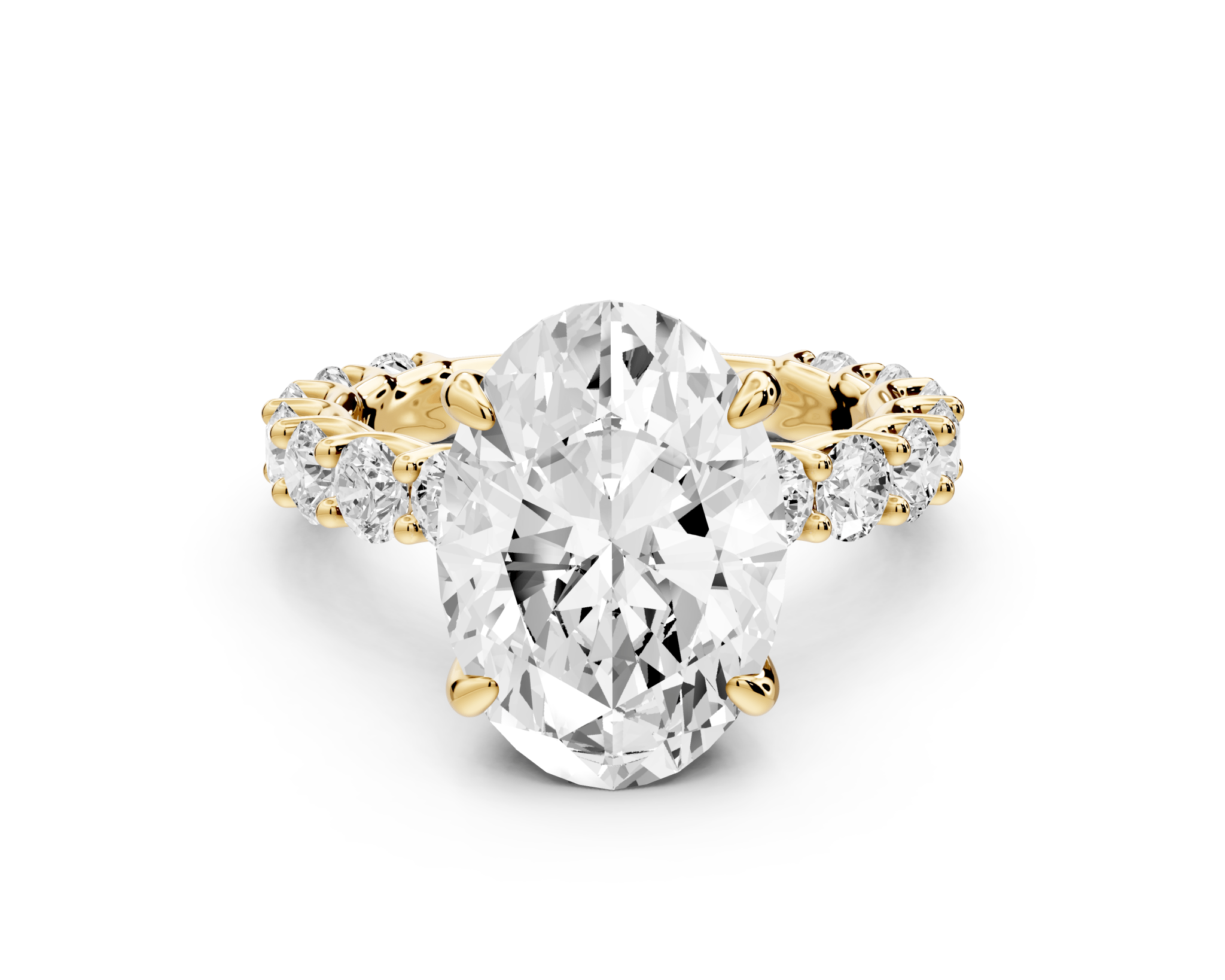 Oval Cut Diamond Engagement Ring with Pave Band (AJ128O) - Mr. Alex Jewelry