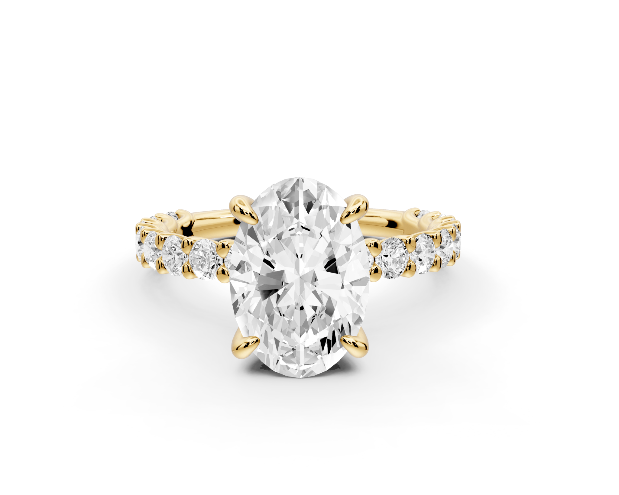 Oval Cut Diamond Engagement Ring with Pave Band (AJ128O) - Mr. Alex Jewelry