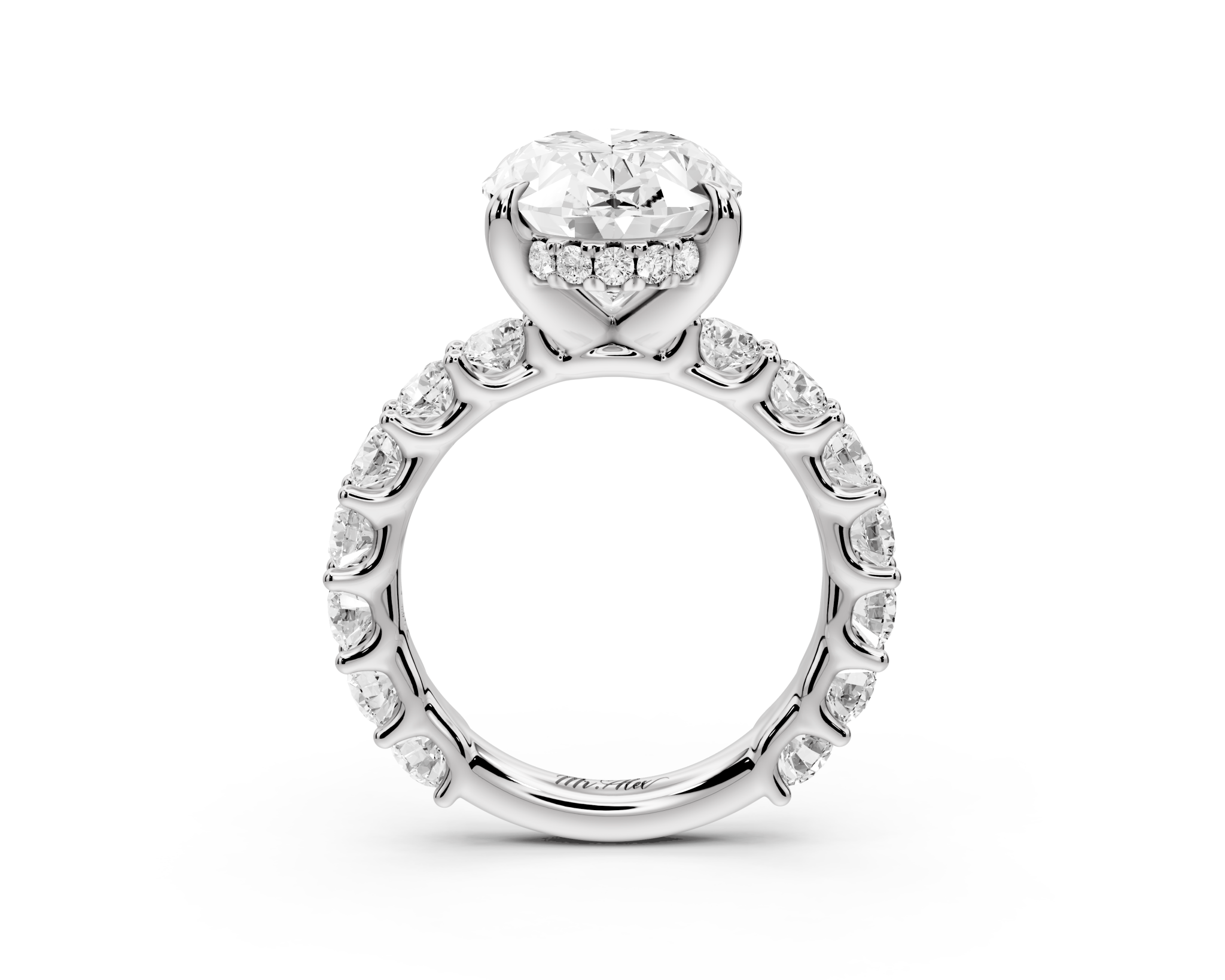 Oval Cut Diamond Engagement Ring with Pave Band (AJ128O) - Mr. Alex Jewelry