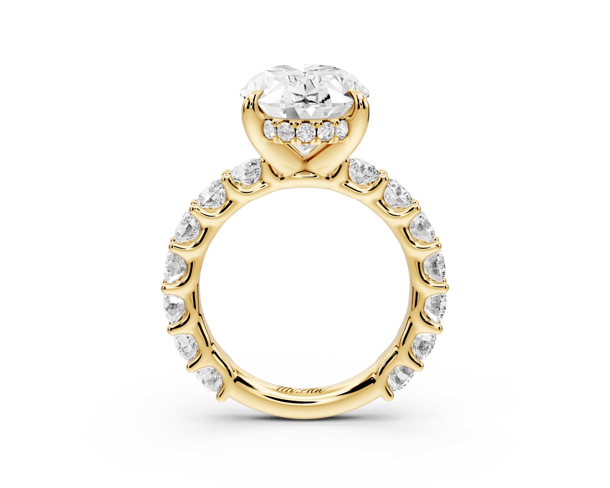 Oval Cut Diamond Engagement Ring with Pave Band (AJ128O) - Mr. Alex Jewelry