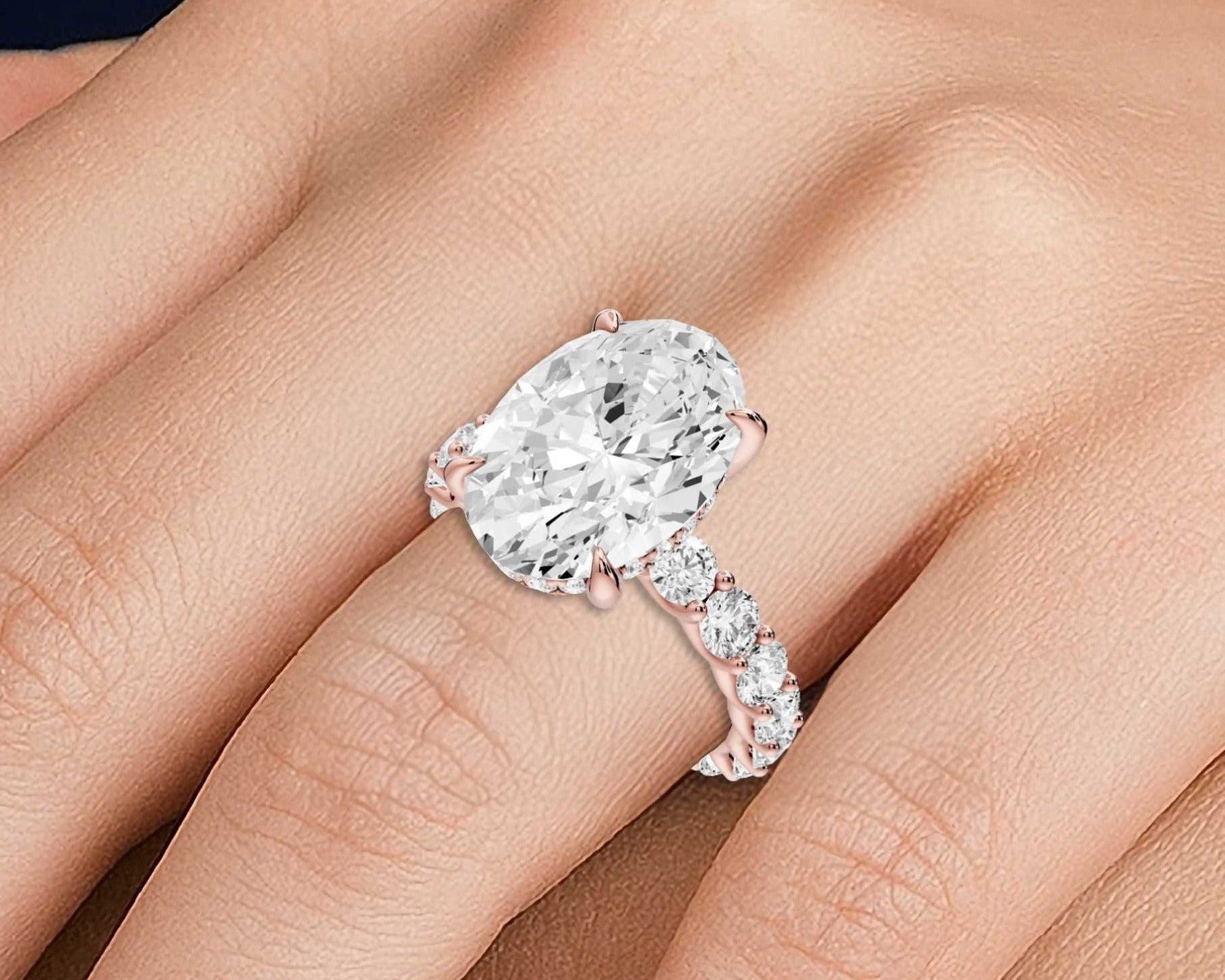 Oval Cut Diamond Engagement Ring with Pave Band (AJ128O) - Mr. Alex Jewelry