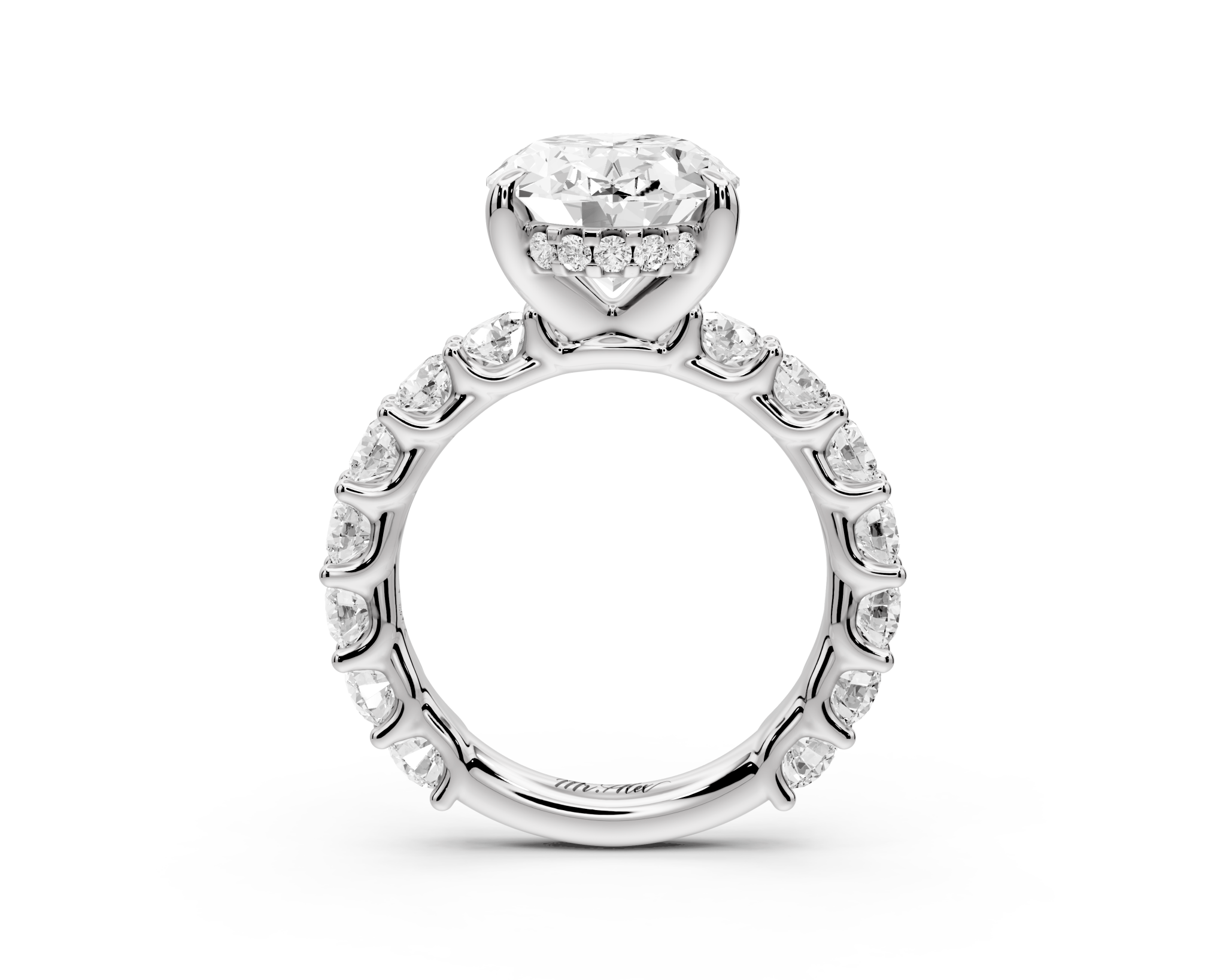 Oval Cut Diamond Engagement Ring with Pave Band (AJ128O) - Mr. Alex Jewelry