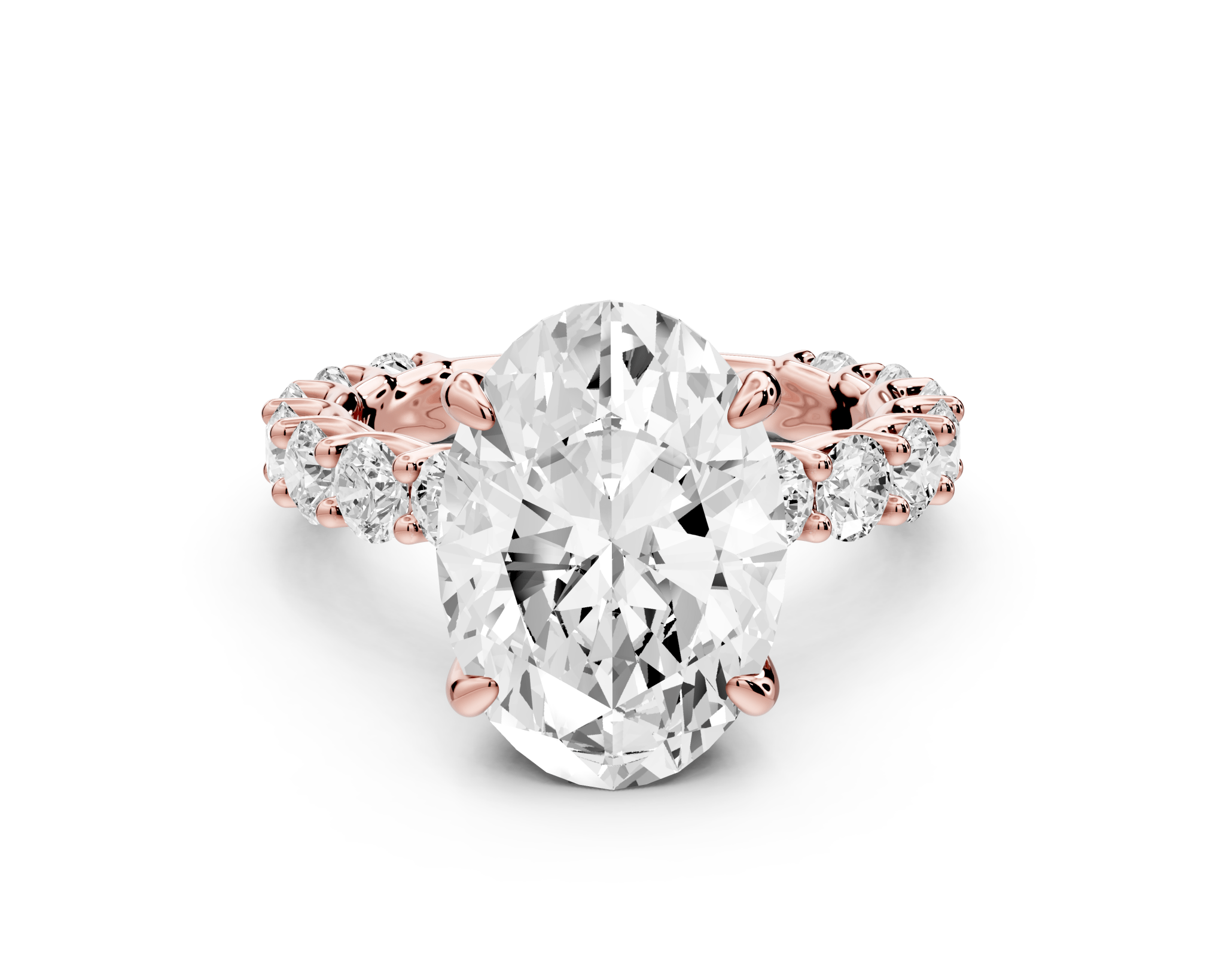 Oval Cut Diamond Engagement Ring with Pave Band (AJ128O) - Mr. Alex Jewelry