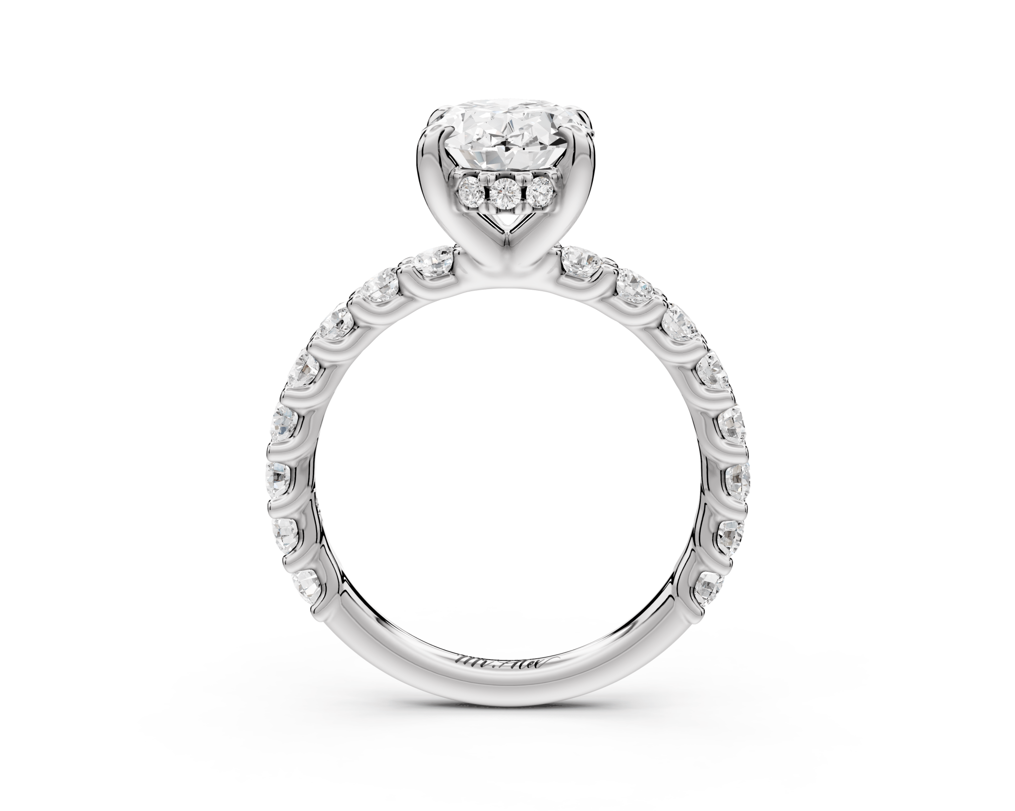 Oval Cut Diamond Engagement Ring with Pave Band (AJ128O) - Mr. Alex Jewelry