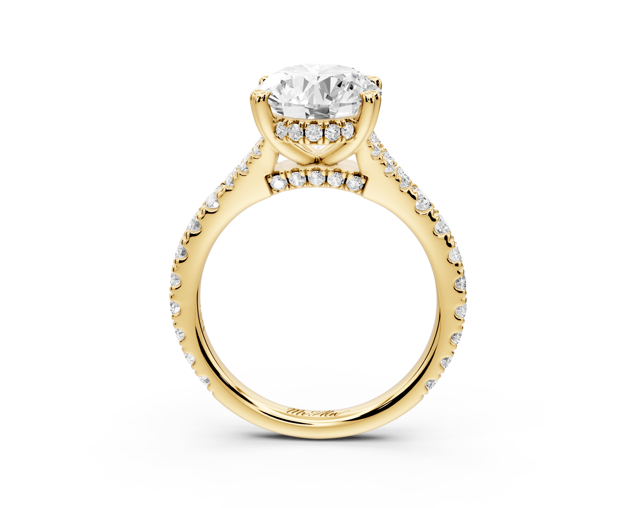 Oval Cut Diamond Engagement Ring with Pave Band (AJ136O) - Mr. Alex Jewelry