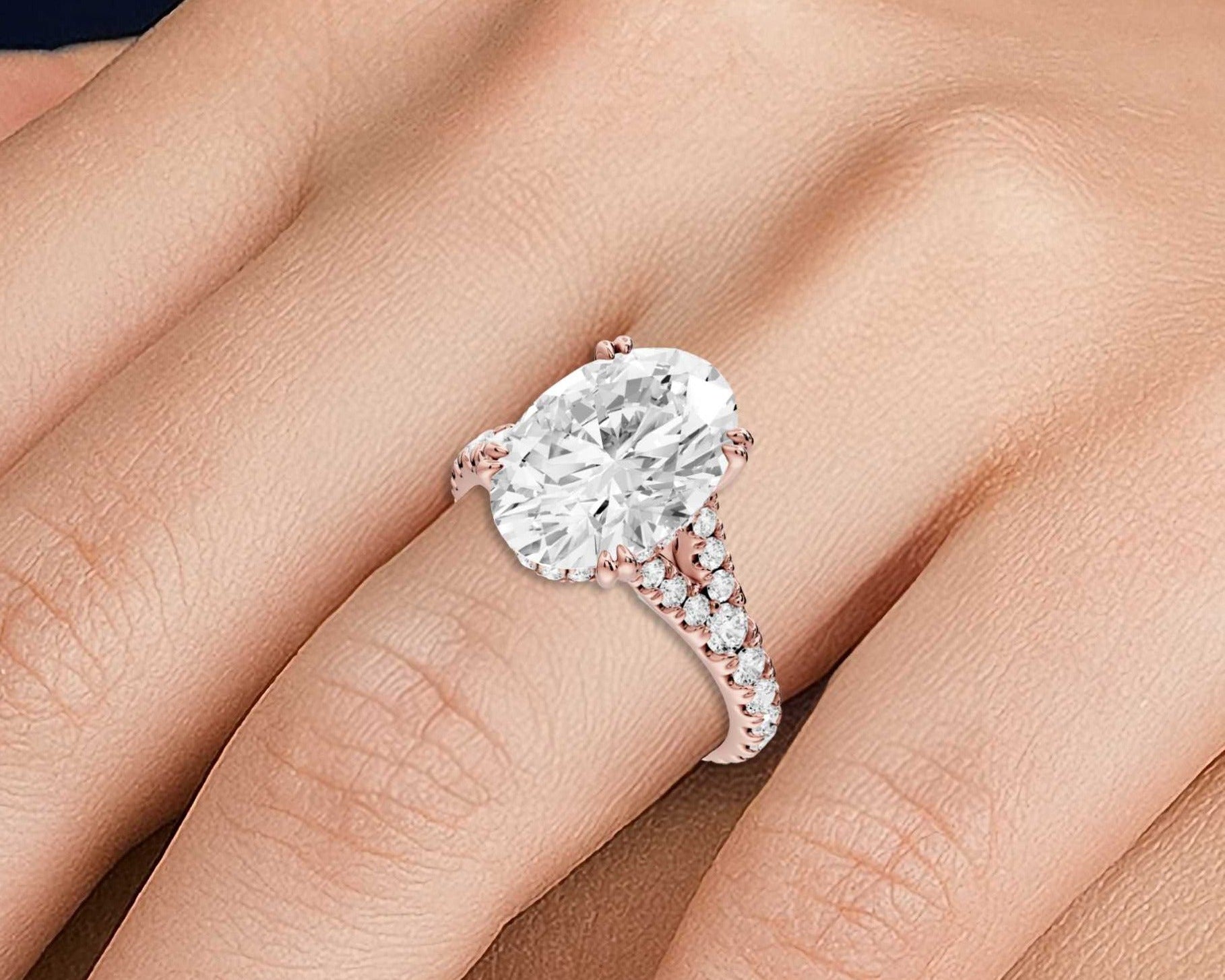 Oval Cut Diamond Engagement Ring with Pave Band (AJ136O) - Mr. Alex Jewelry