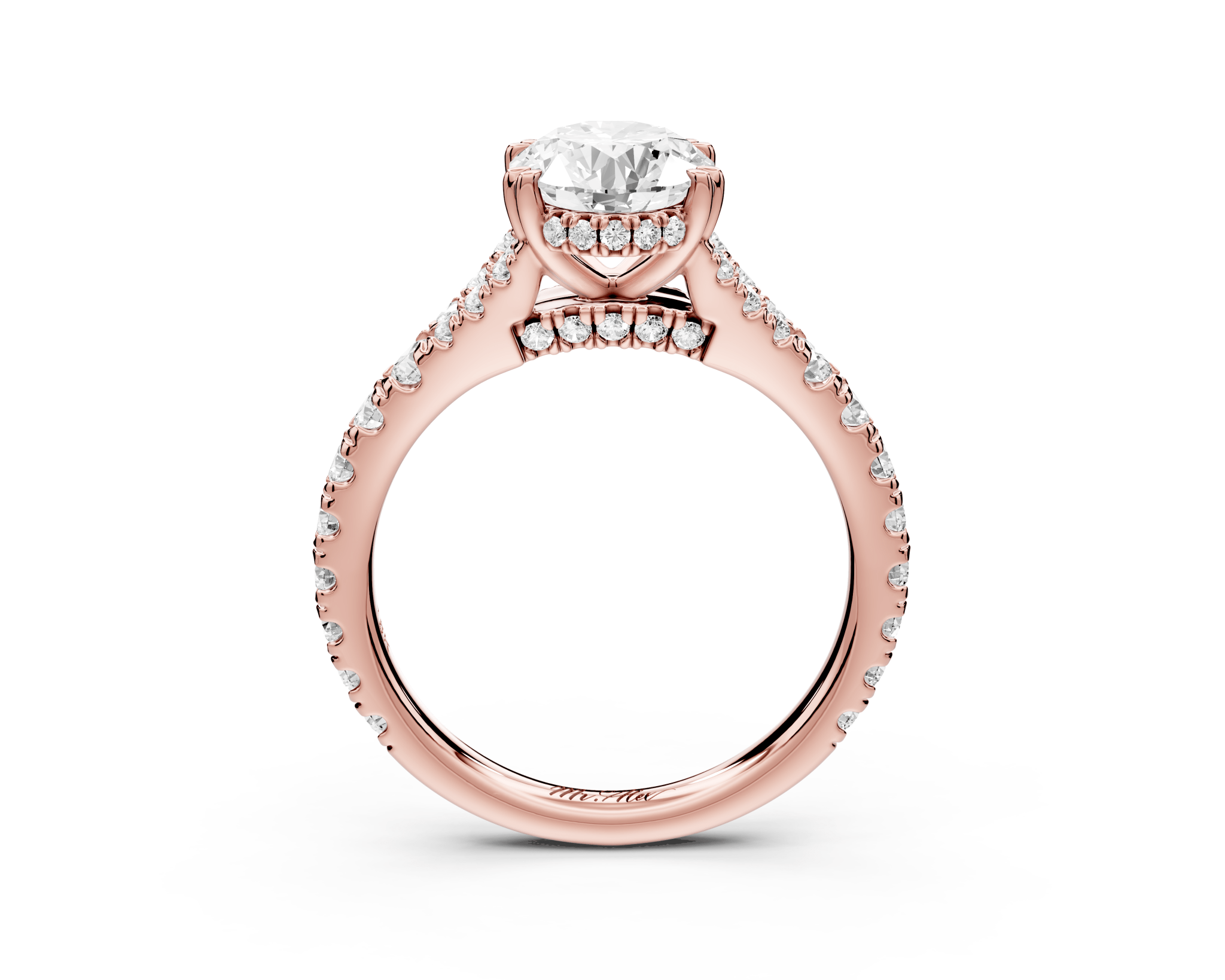 Oval Cut Diamond Engagement Ring with Pave Band (AJ136O) - Mr. Alex Jewelry