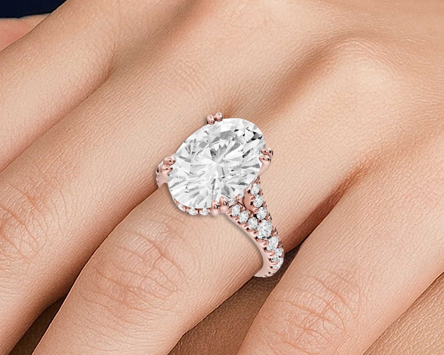 Oval Cut Diamond Engagement Ring with Pave Band (AJ136O) - Mr. Alex Jewelry