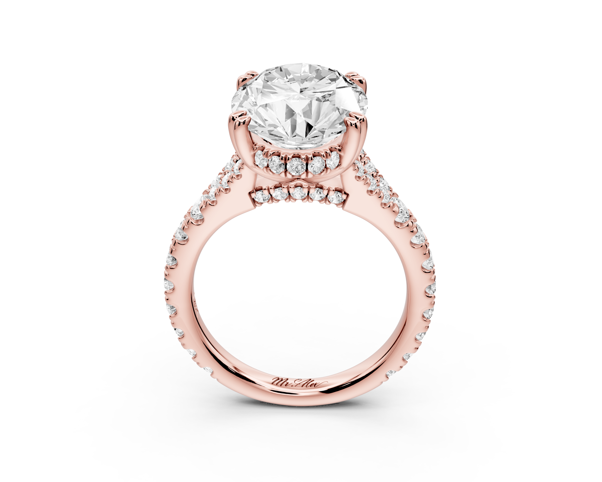 Oval Cut Diamond Engagement Ring with Pave Band (AJ136O) - Mr. Alex Jewelry