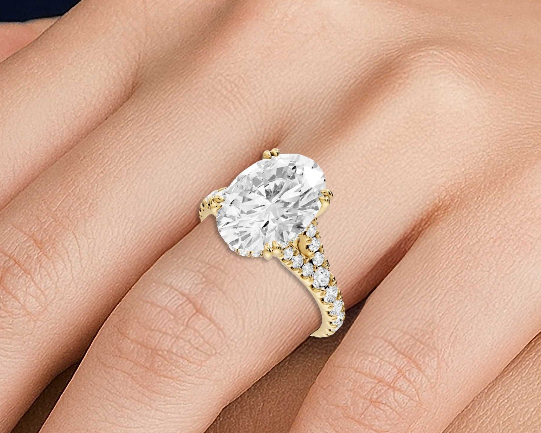 Oval Cut Diamond Engagement Ring with Pave Band (AJ136O) - Mr. Alex Jewelry