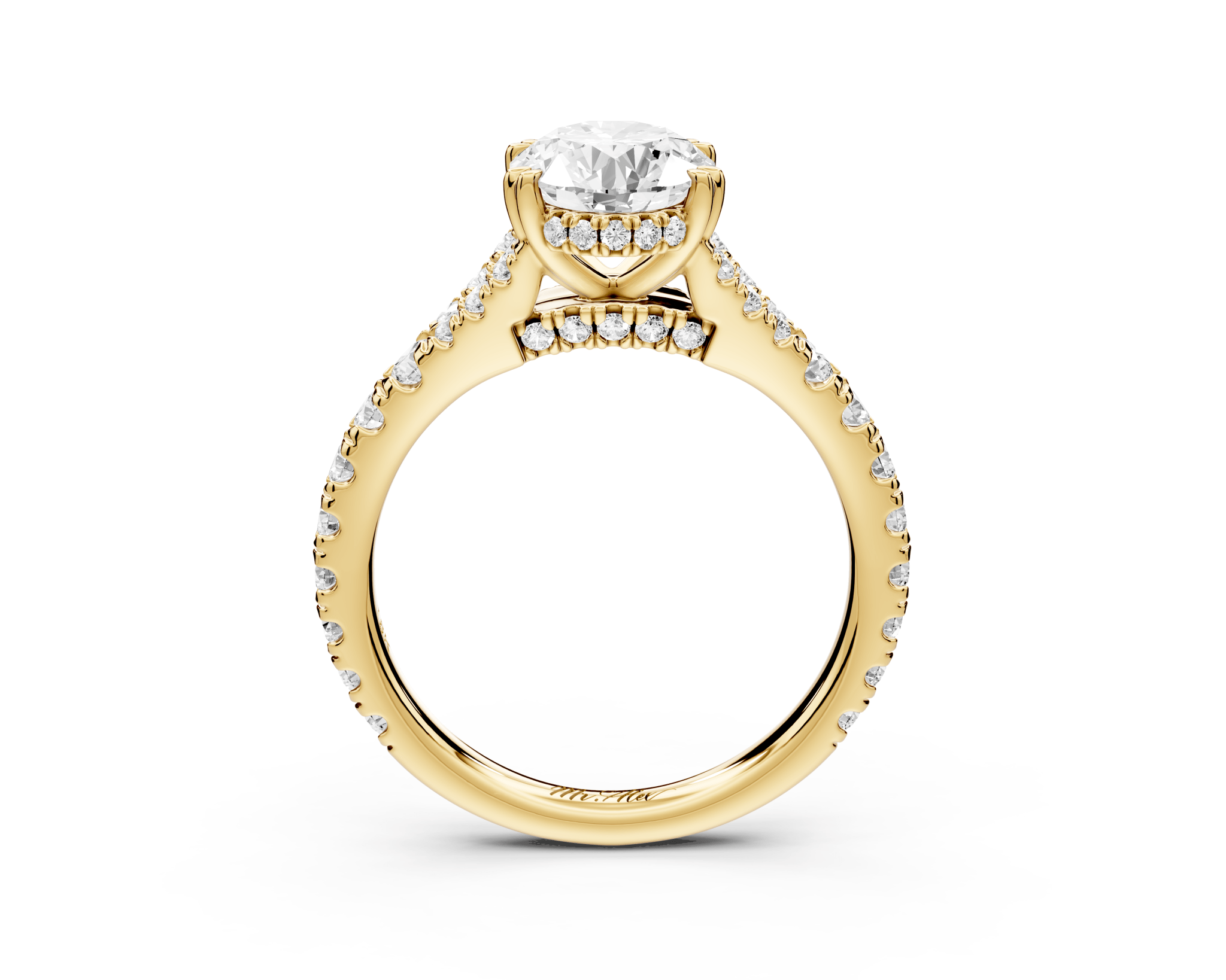 Oval Cut Diamond Engagement Ring with Pave Band (AJ136O) - Mr. Alex Jewelry