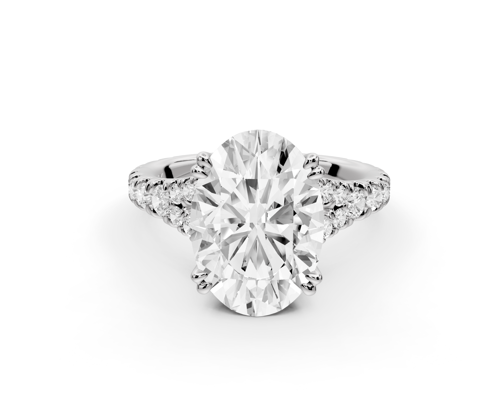 Oval Cut Diamond Engagement Ring with Pave Band (AJ136O) - Mr. Alex Jewelry