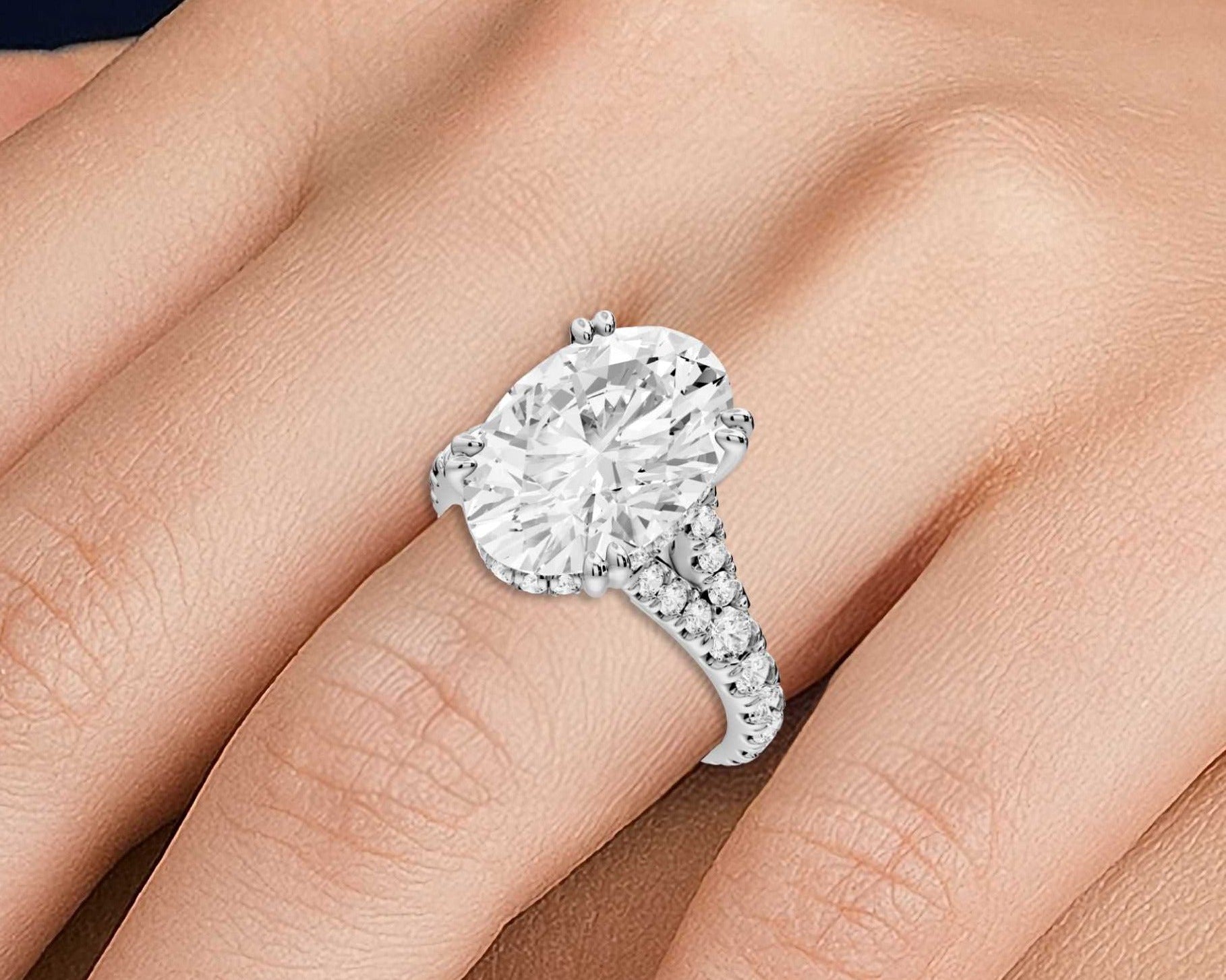 Oval Cut Diamond Engagement Ring with Pave Band (AJ136O) - Mr. Alex Jewelry