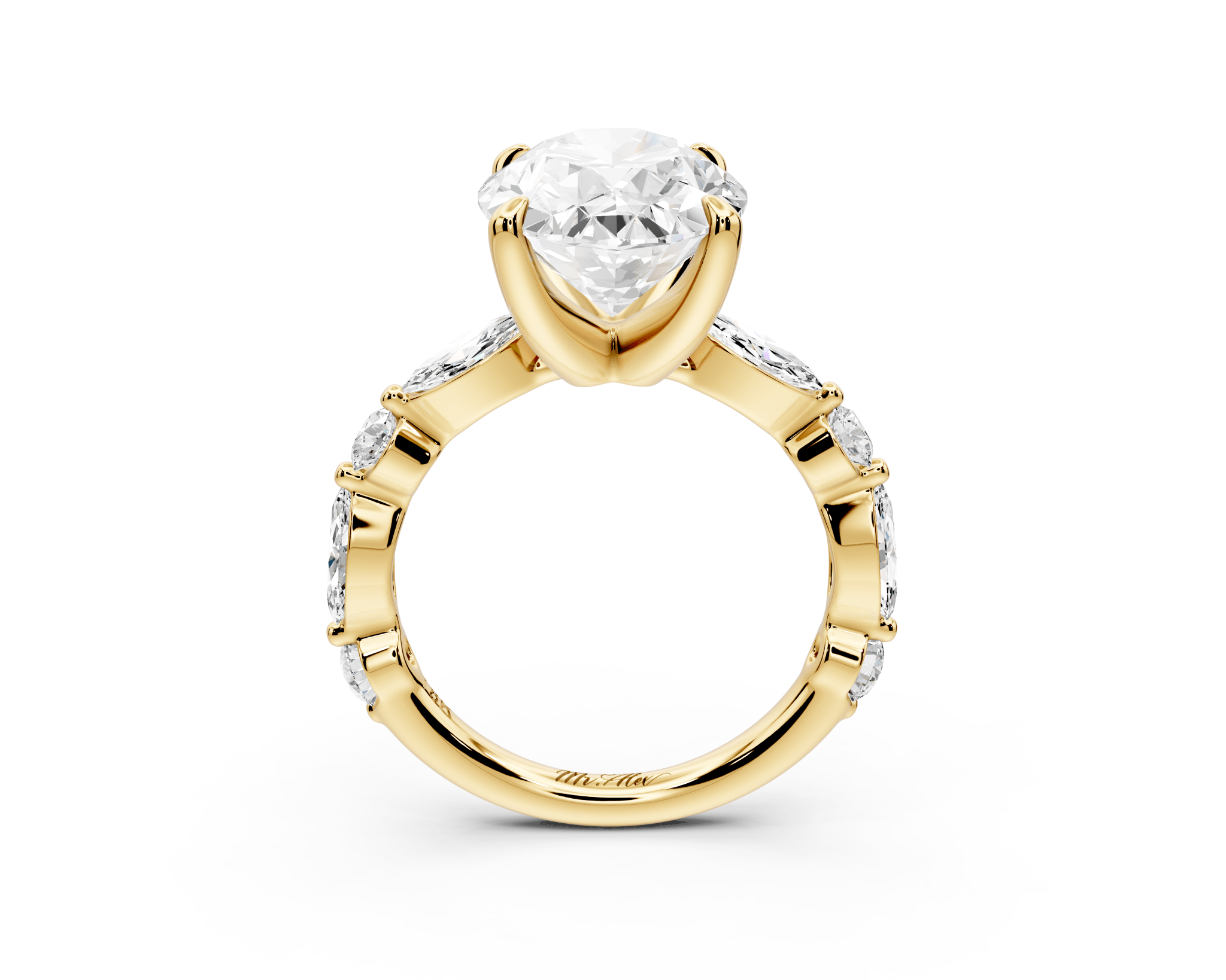Oval Cut Diamond Engagement Ring with Side Accents (AJ107O) - Mr. Alex Jewelry