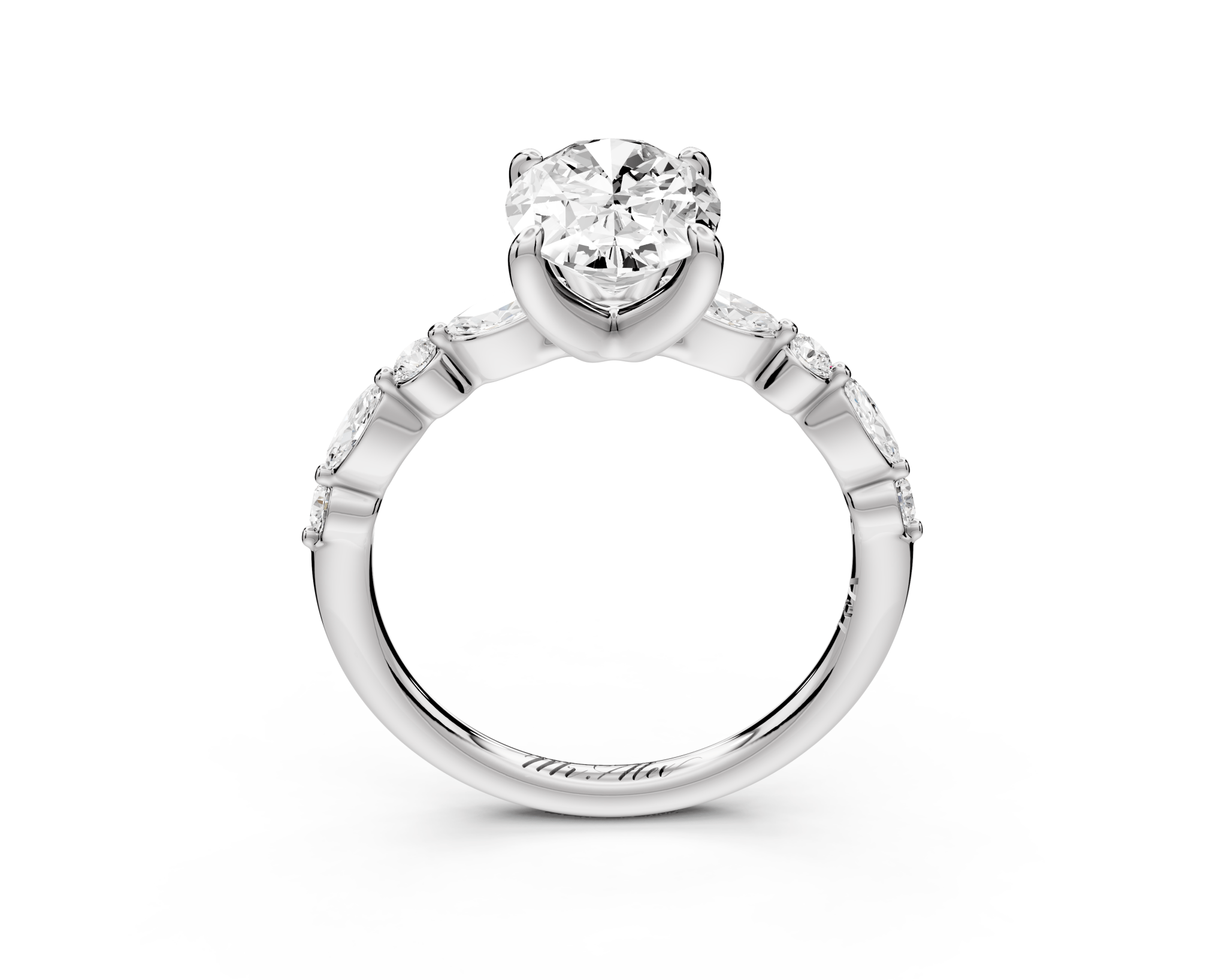 Oval Cut Diamond Engagement Ring with Side Accents (AJ107O) - Mr. Alex Jewelry