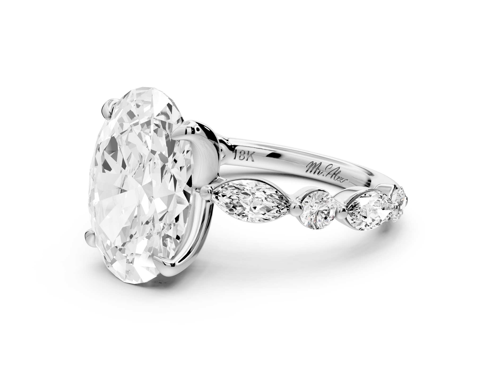 Oval Cut Diamond Engagement Ring with Side Accents (AJ107O) - Mr. Alex Jewelry