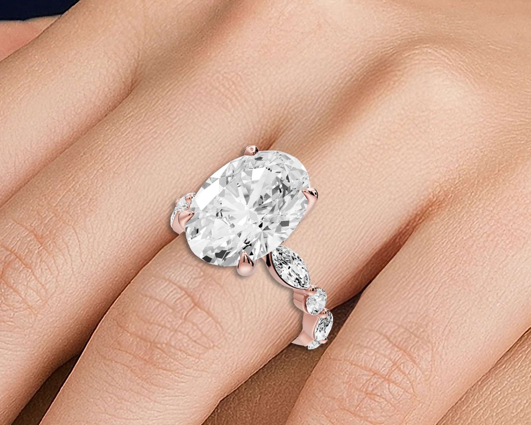 Oval Cut Diamond Engagement Ring with Side Accents (AJ107O) - Mr. Alex Jewelry