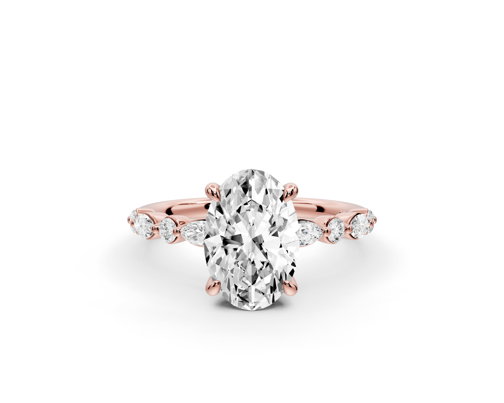 Oval Cut Diamond Engagement Ring with Side Accents (AJ107O) - Mr. Alex Jewelry