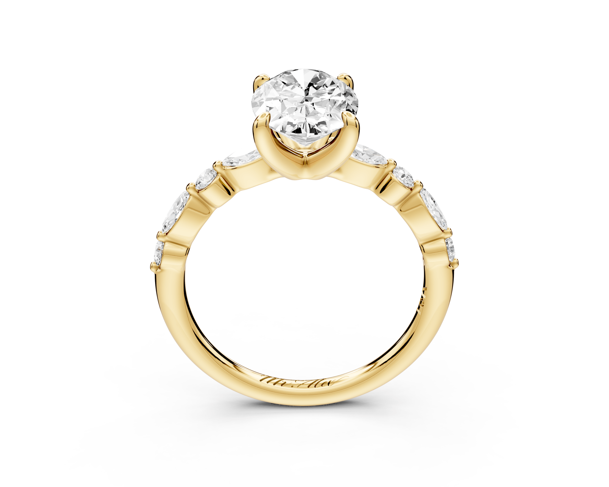 Oval Cut Diamond Engagement Ring with Side Accents (AJ107O) - Mr. Alex Jewelry