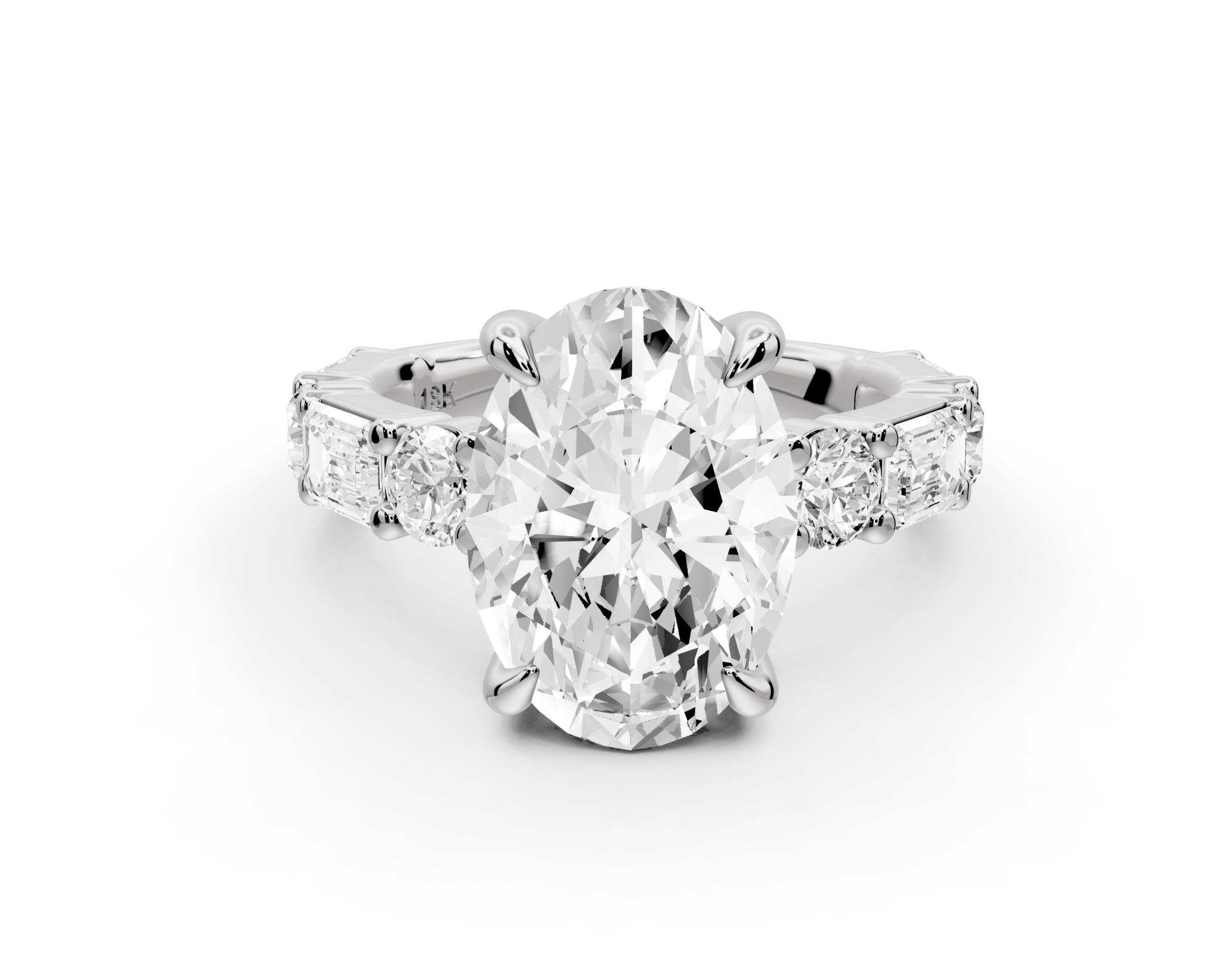 Oval Cut Diamond Engagement Ring with Side Stones (AJ102O) - Mr. Alex Jewelry