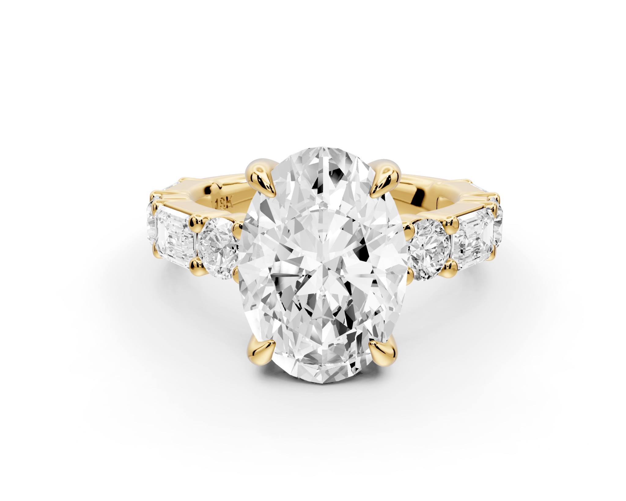Oval Cut Diamond Engagement Ring with Side Stones (AJ102O) - Mr. Alex Jewelry