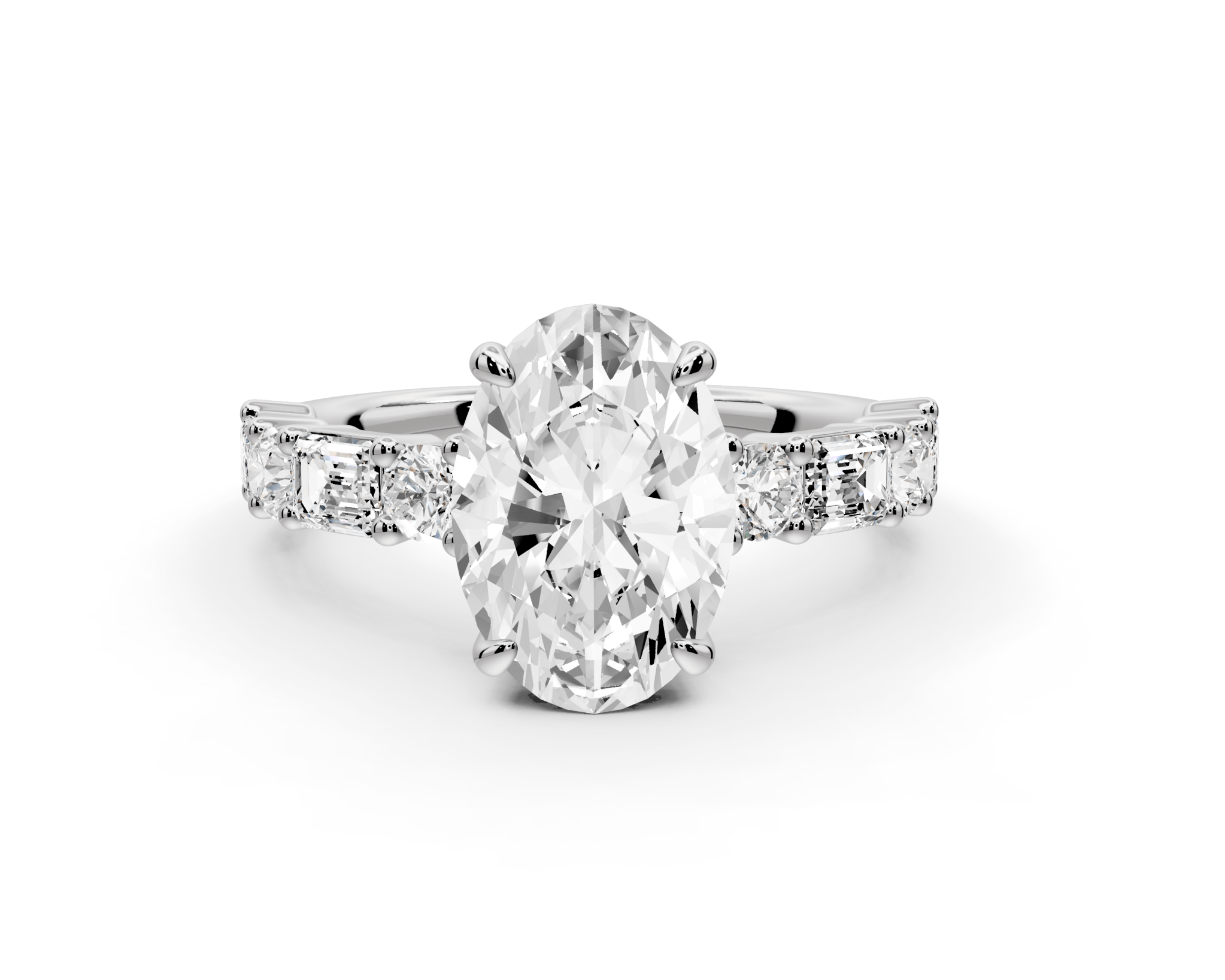 Oval Cut Diamond Engagement Ring with Side Stones (AJ102O) - Mr. Alex Jewelry