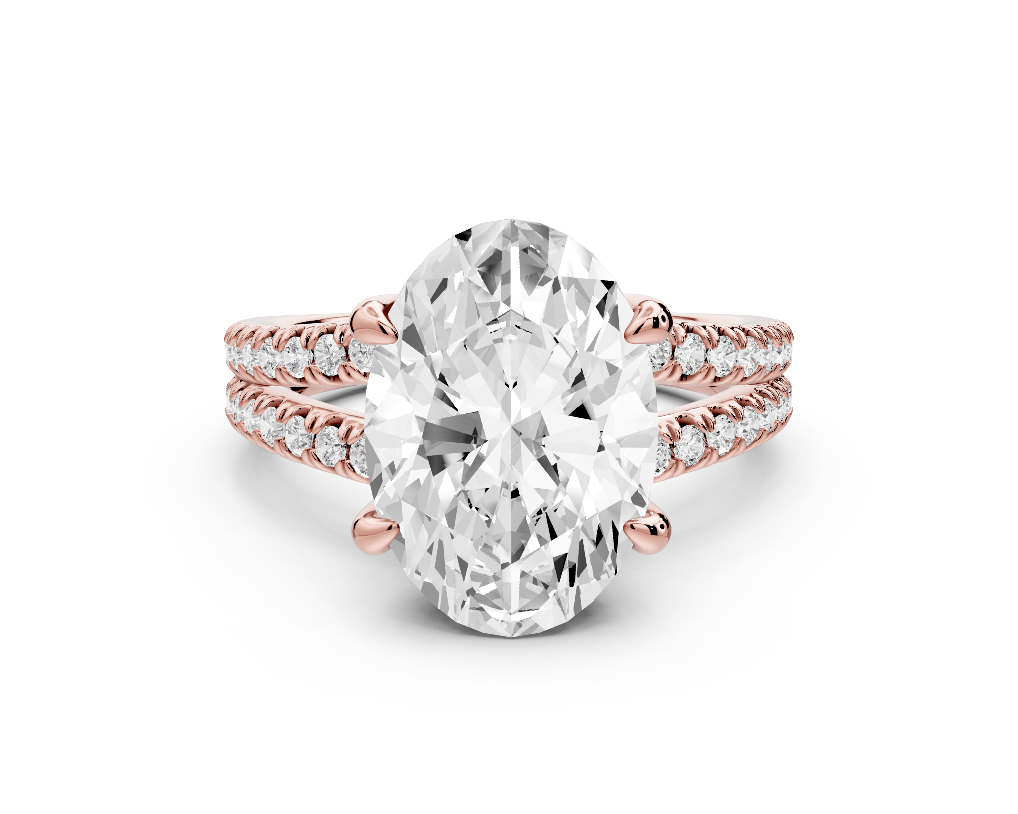 Oval Cut Diamond Engagement Ring with Split Shank Band (AJ103O) - Mr. Alex Jewelry