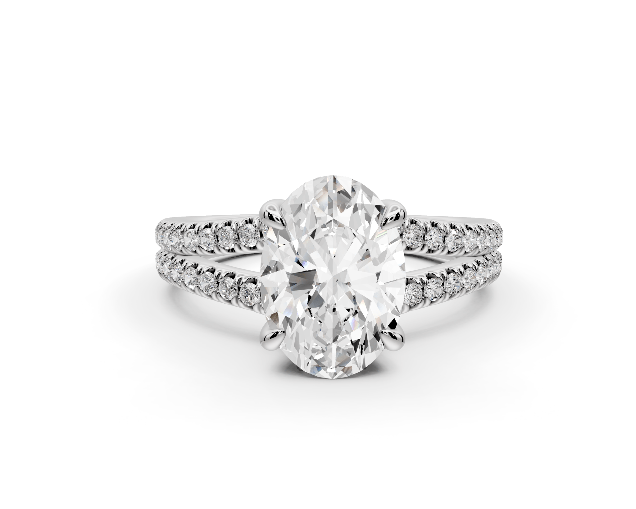 Oval Cut Diamond Engagement Ring with Split Shank Band (AJ103O) - Mr. Alex Jewelry