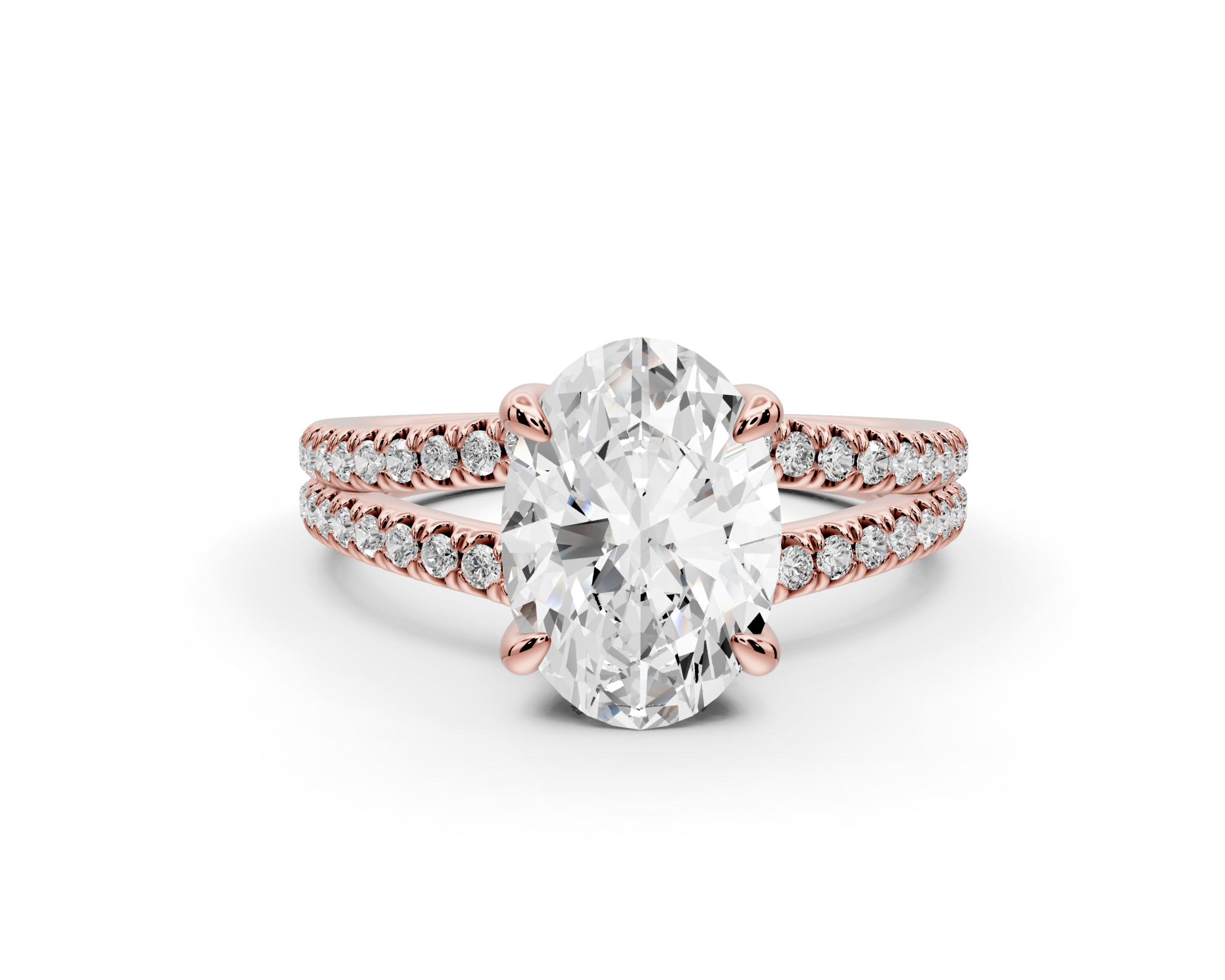 Oval Cut Diamond Engagement Ring with Split Shank Band (AJ103O) - Mr. Alex Jewelry