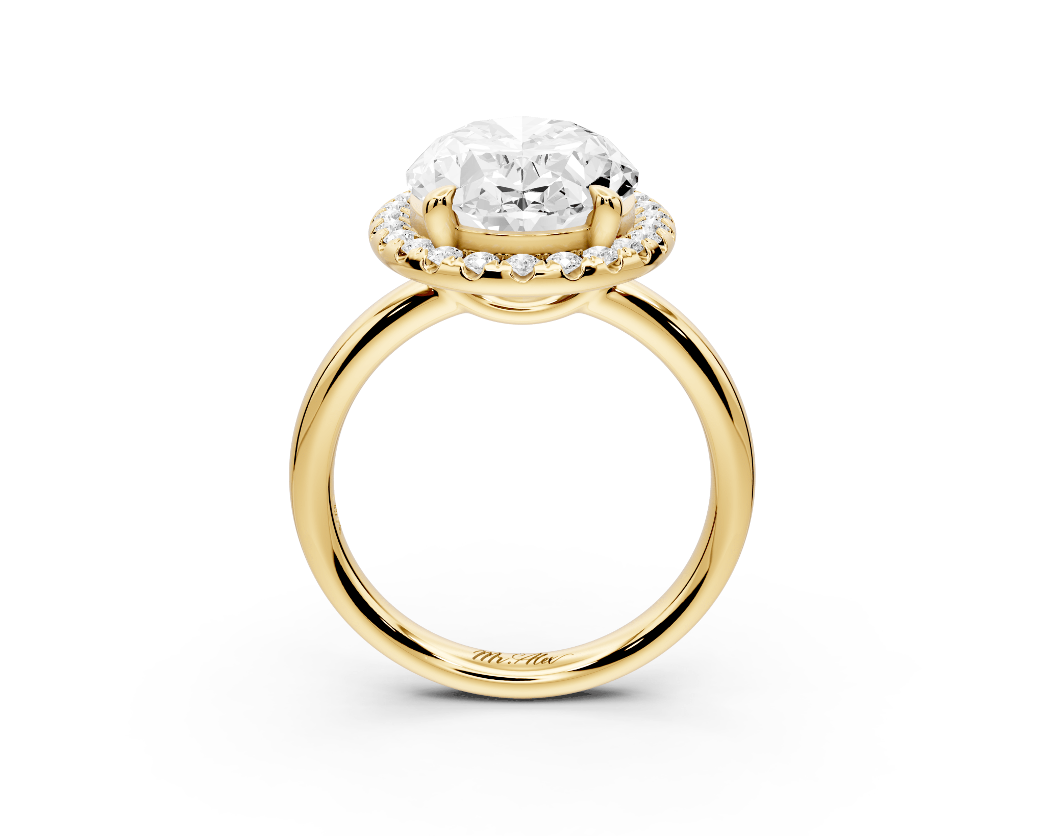 Oval Cut Diamond Halo Engagement Ring (AJ104O) - Mr. Alex Jewelry