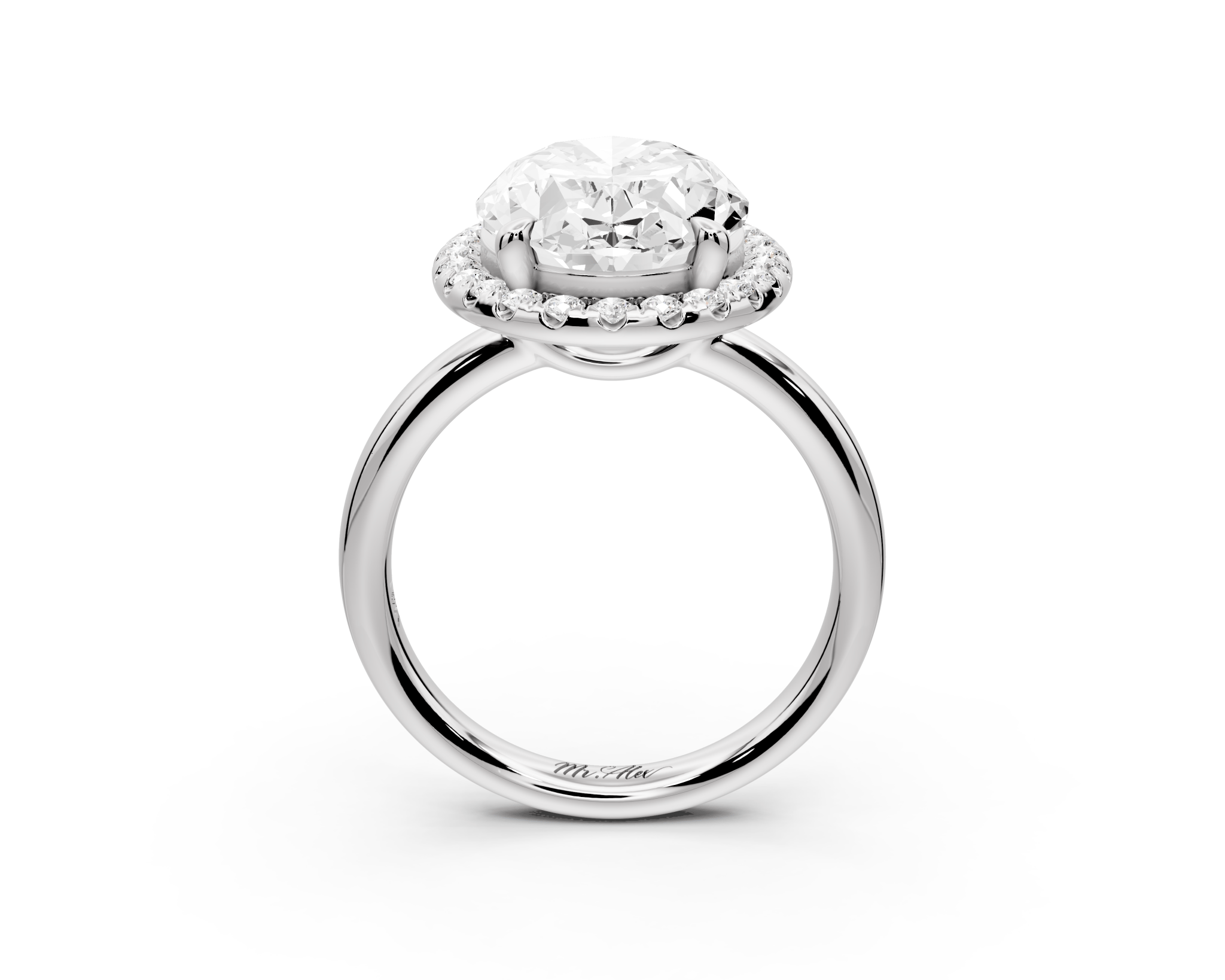 Oval Cut Diamond Halo Engagement Ring (AJ104O) - Mr. Alex Jewelry