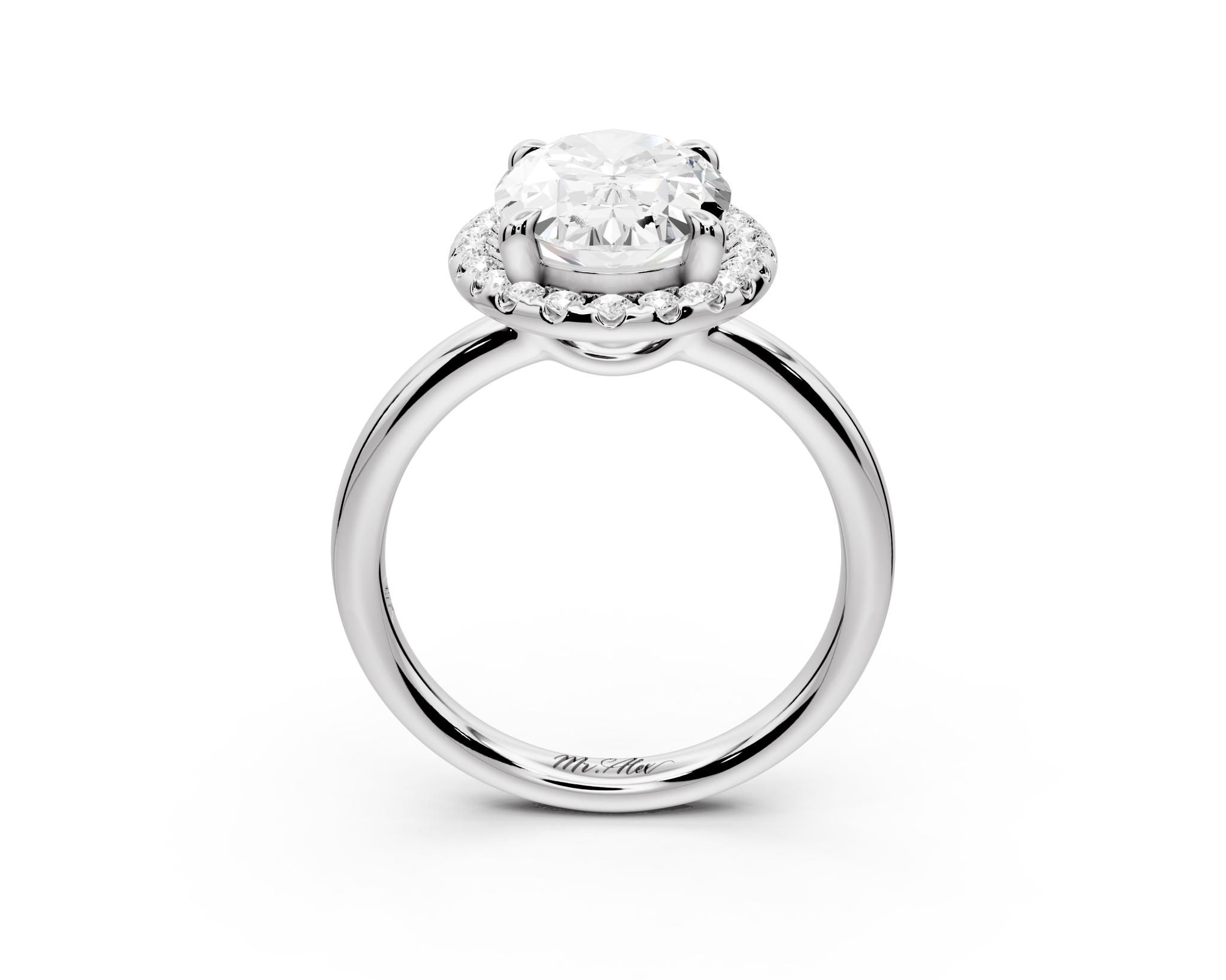 Oval Cut Diamond Halo Engagement Ring (AJ104O) - Mr. Alex Jewelry