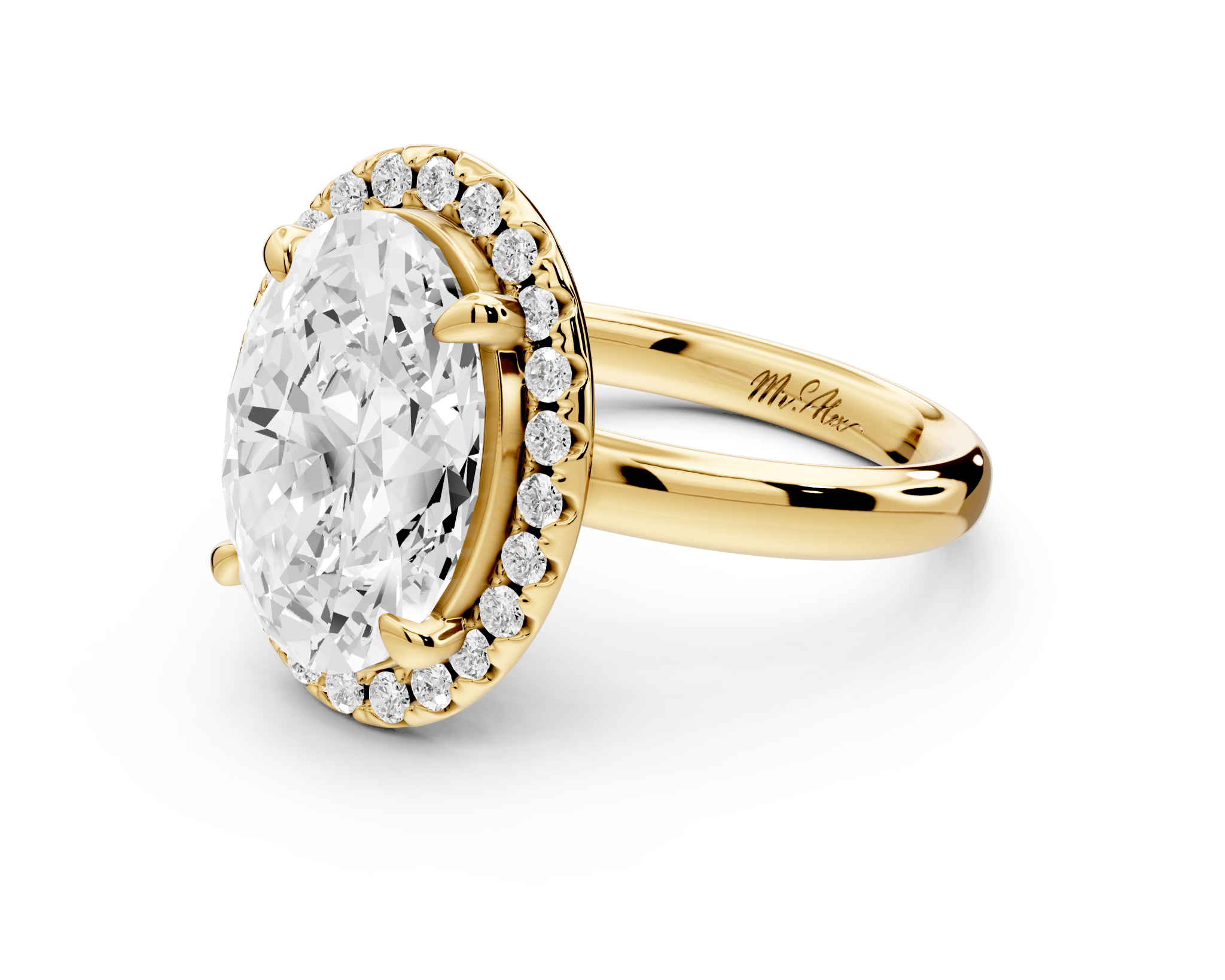 Oval Cut Diamond Halo Engagement Ring (AJ104O) - Mr. Alex Jewelry