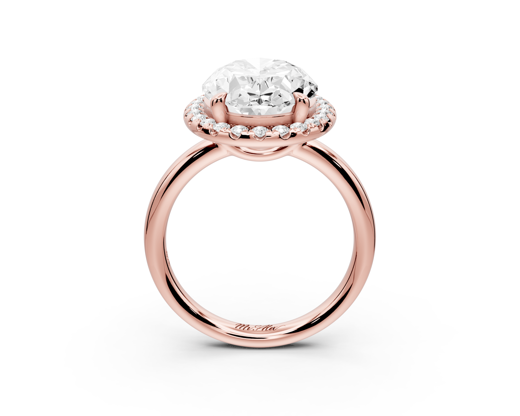 Oval Cut Diamond Halo Engagement Ring (AJ104O) - Mr. Alex Jewelry