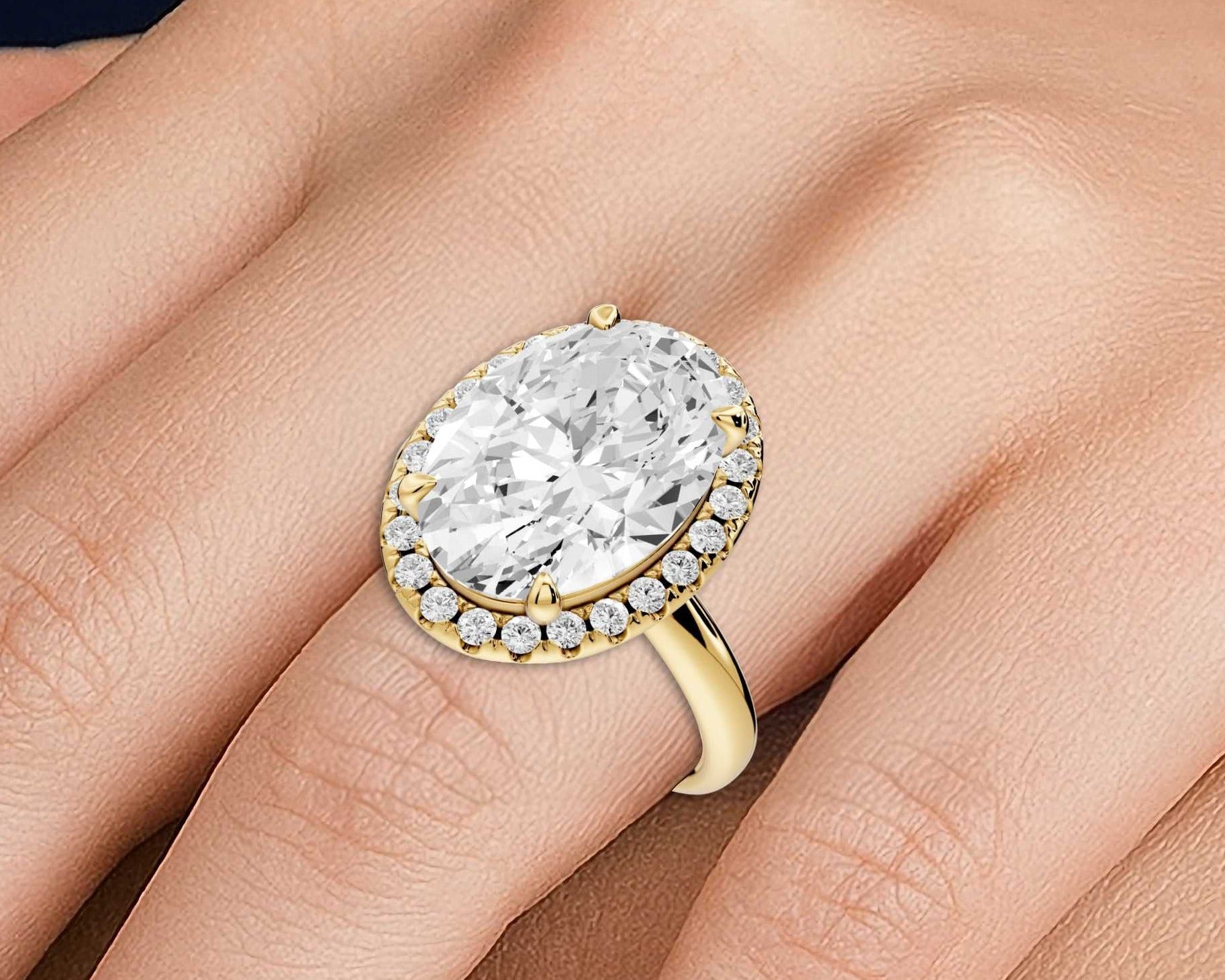 Oval Cut Diamond Halo Engagement Ring (AJ104O) - Mr. Alex Jewelry
