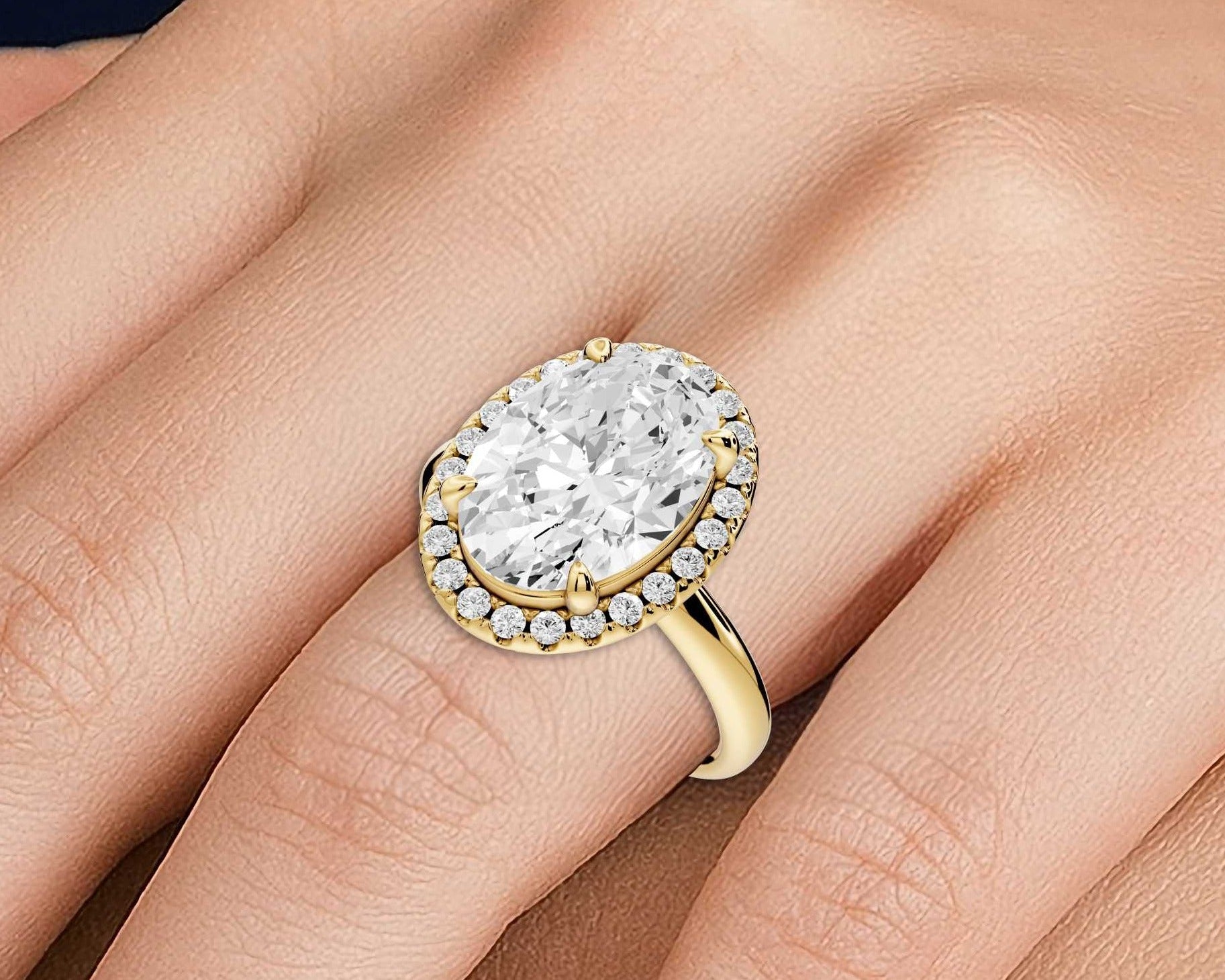 Oval Cut Diamond Halo Engagement Ring (AJ104O) - Mr. Alex Jewelry
