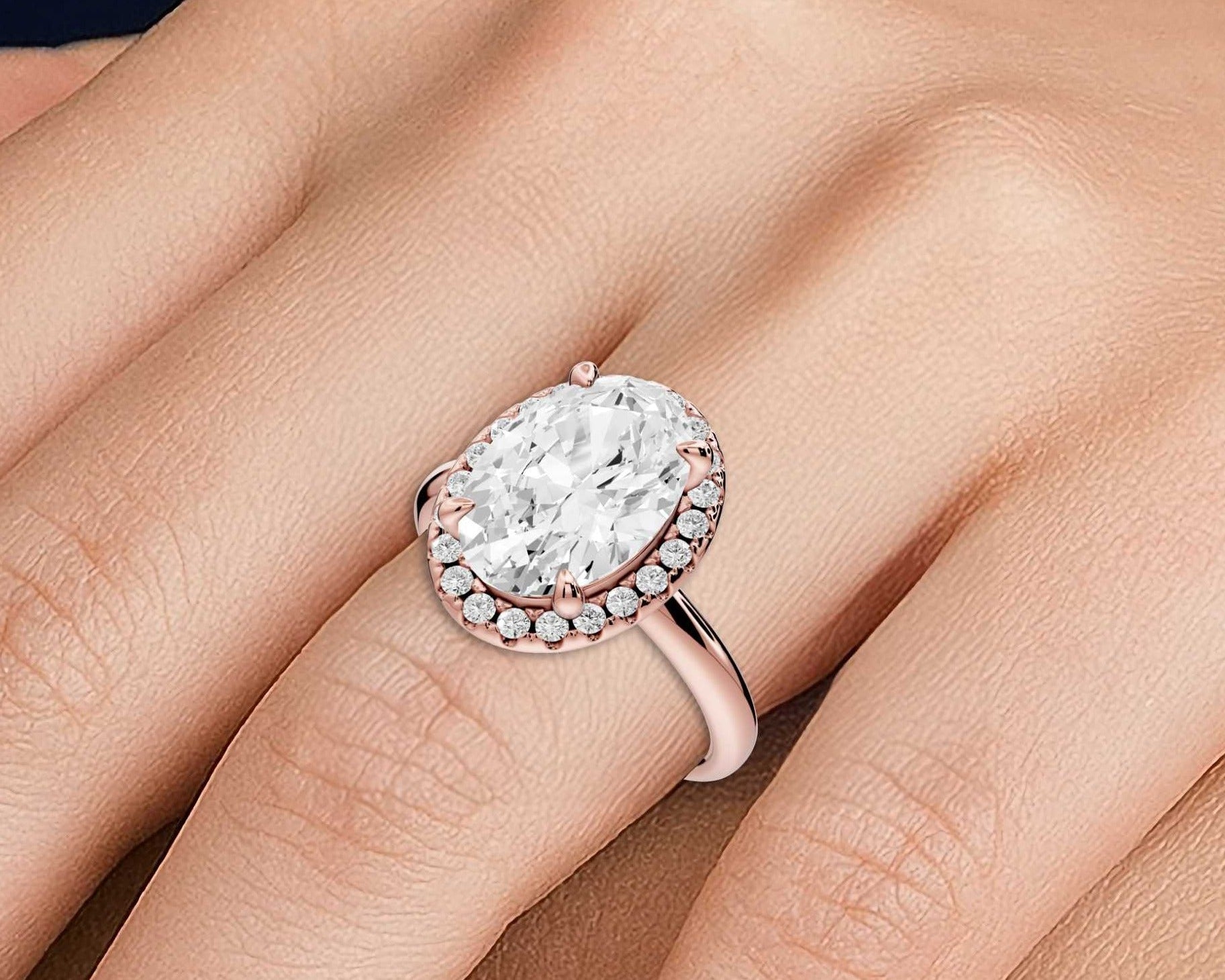 Oval Cut Diamond Halo Engagement Ring (AJ104O) - Mr. Alex Jewelry