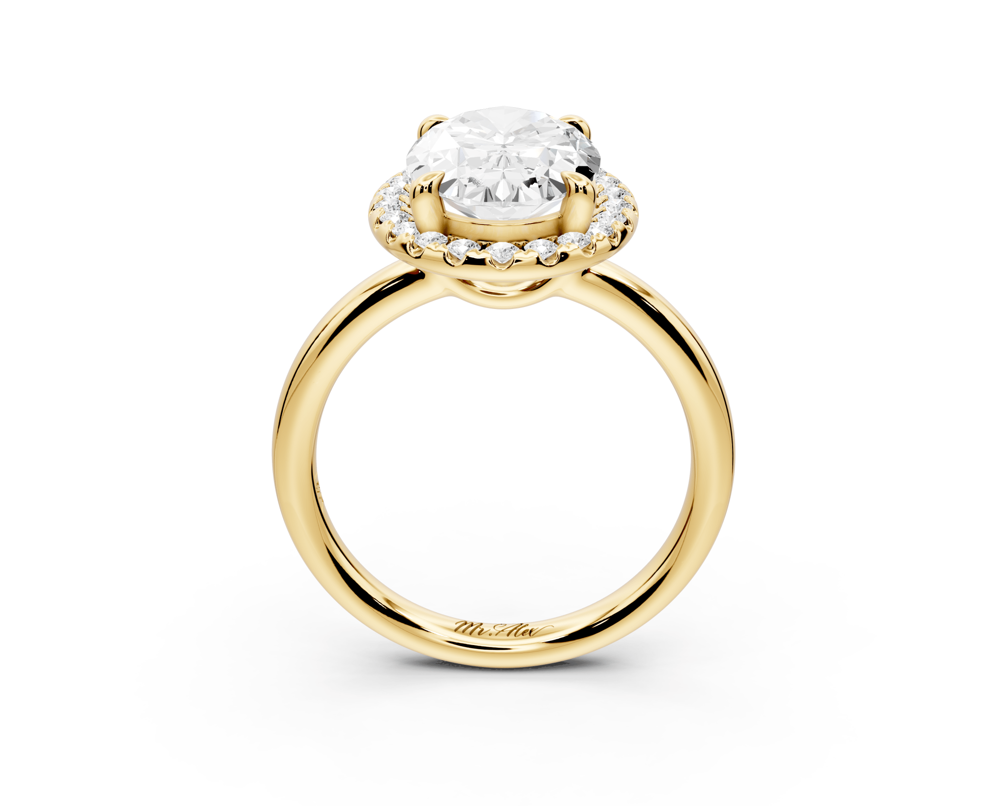Oval Cut Diamond Halo Engagement Ring (AJ104O) - Mr. Alex Jewelry